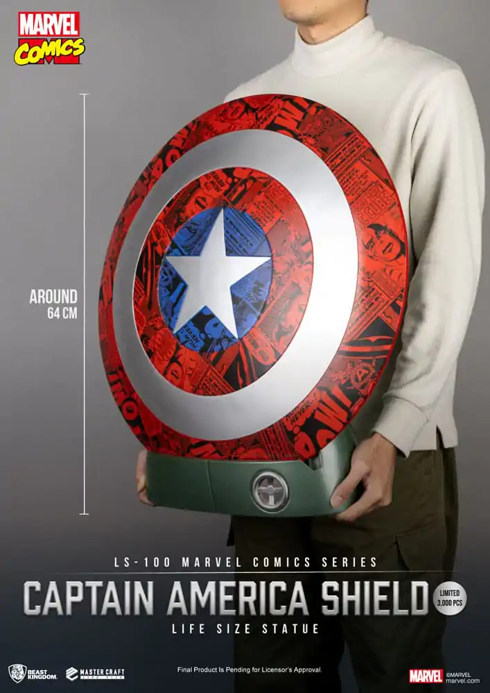 Marvel Comics PVC Captain America Schild Lebensgröße Statue 64 cm Produktfoto