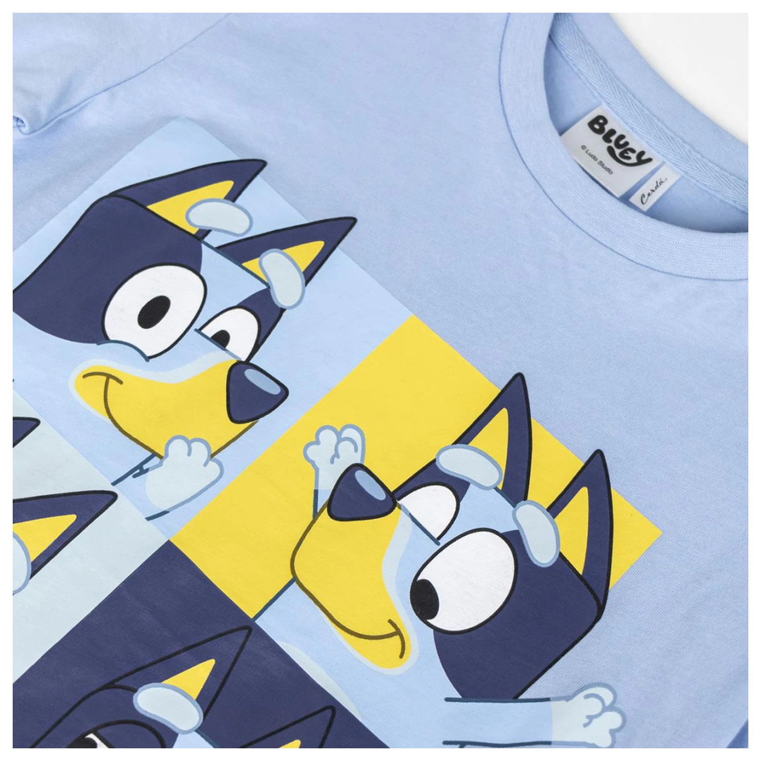 Bluey Mosaic Kinder kurzärmeliges T-Shirt, Oberteil Produktfoto