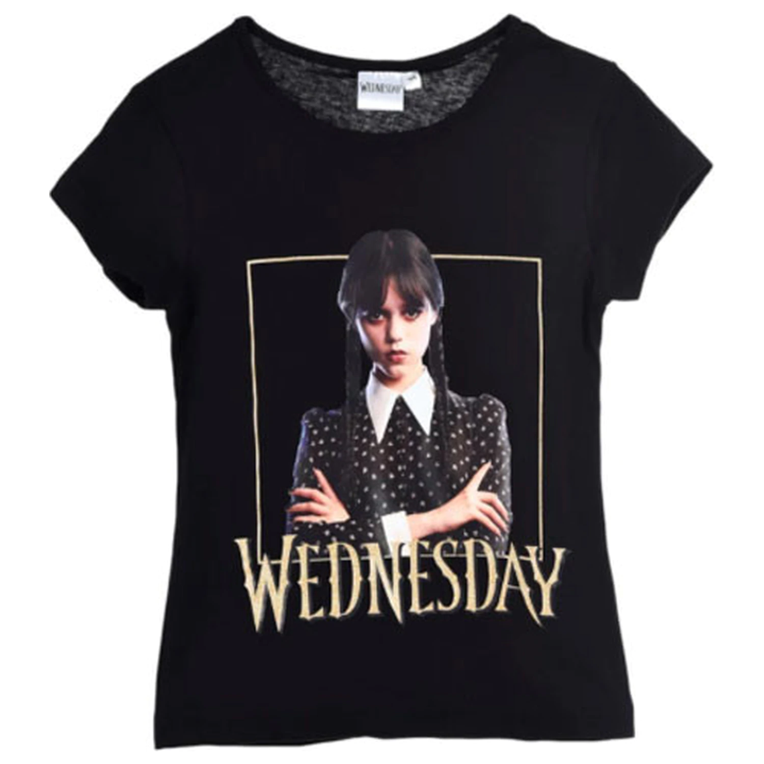 Wednesday Gloomy Black Kinder Kurzarm T-shirt, Top Produktfoto