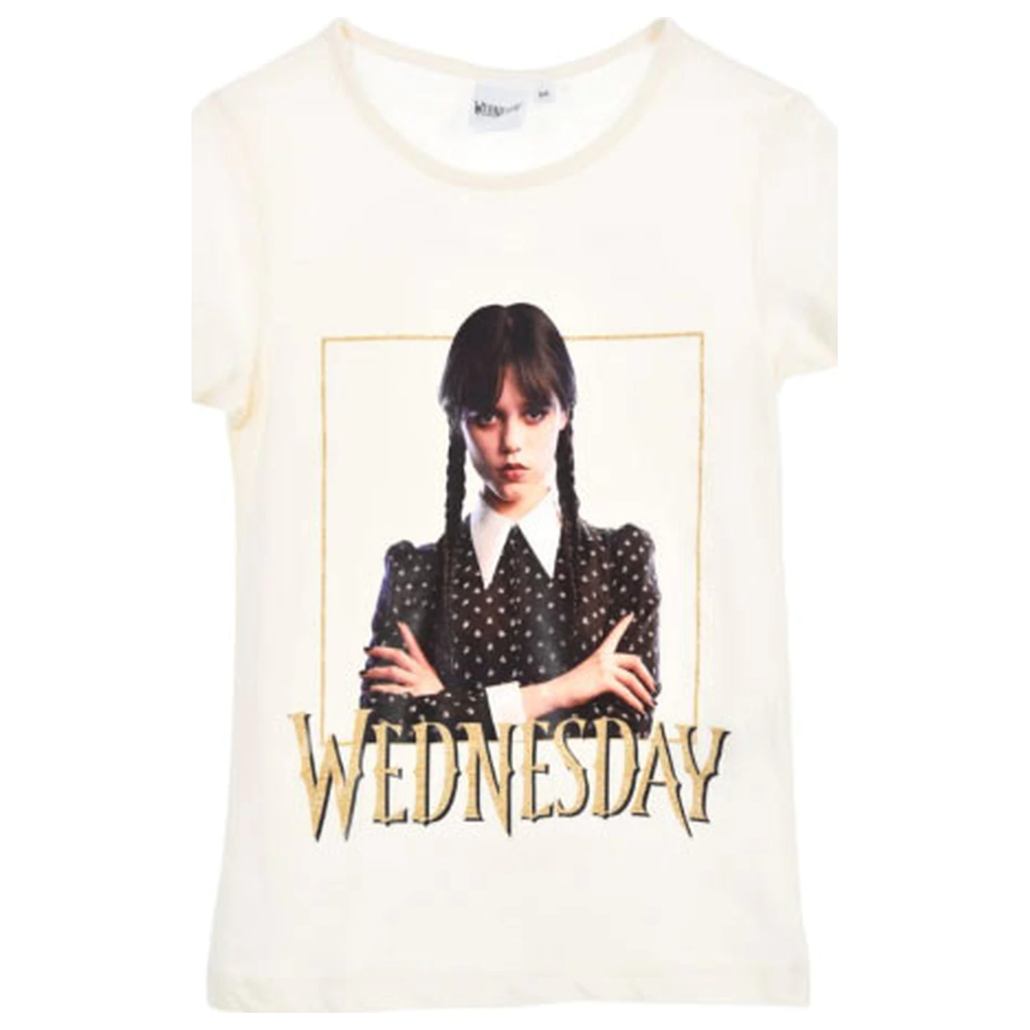 Wednesday Gloomy White Kinder kurzärmeliges T-Shirt, Top Produktfoto