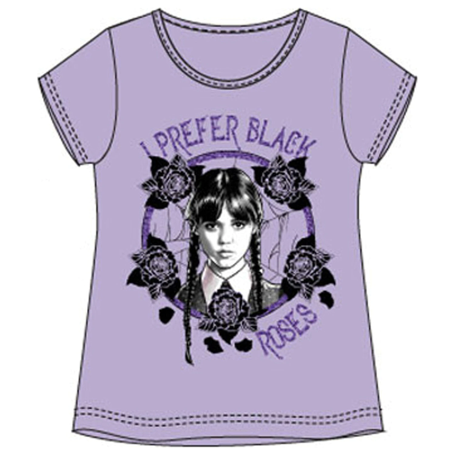 Wednesday Black Roses Kinder kurzarm T-Shirt, Oberteil Produktfoto