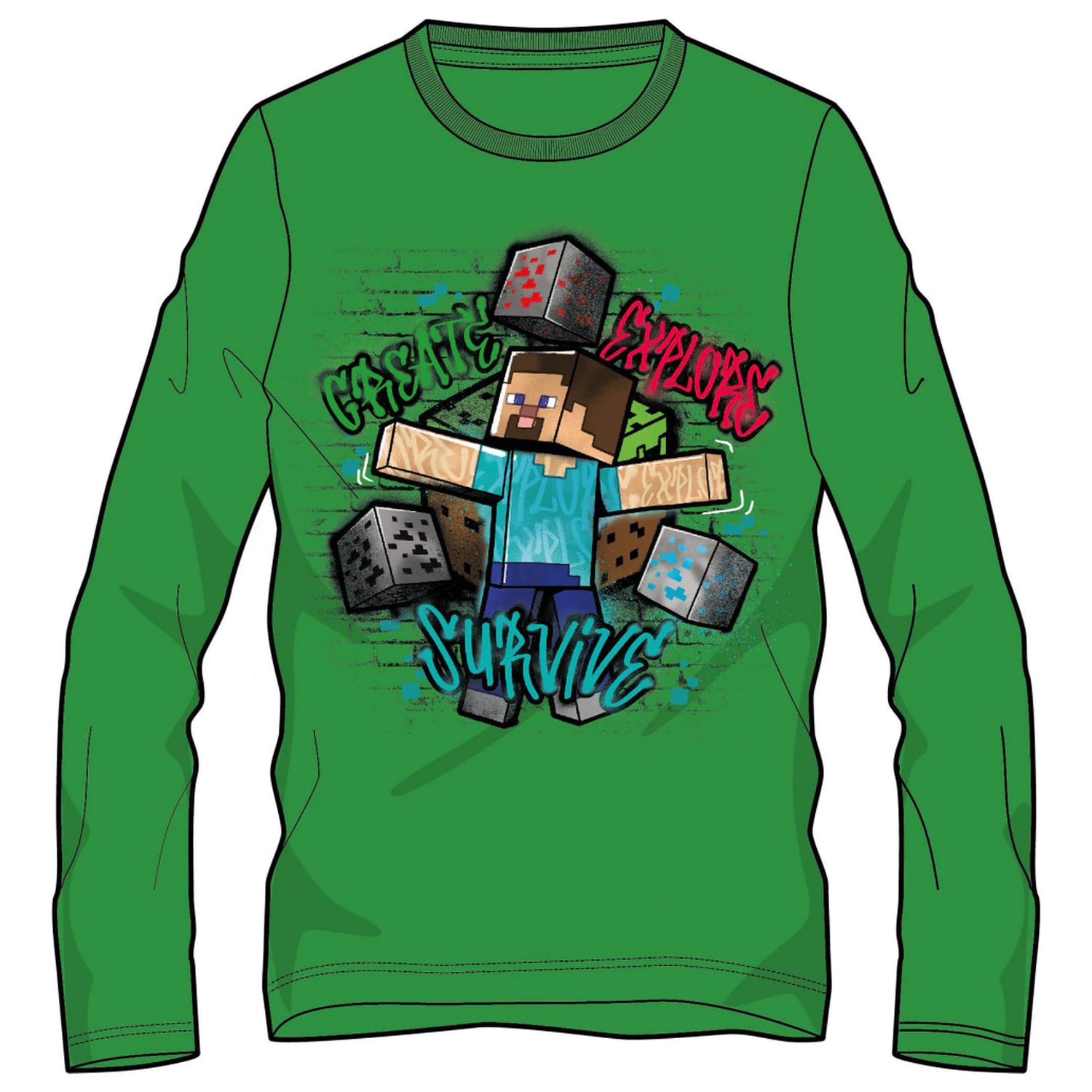 Minecraft Survive Kinder Langarm T-Shirt, Oberteil Produktfoto