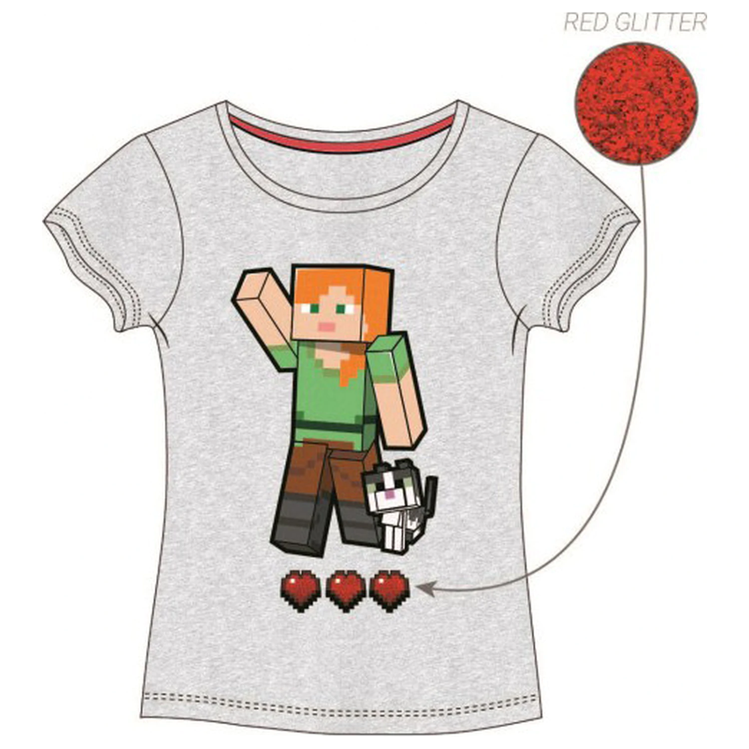 Minecraft Grau Kurzarm T-Shirt für Kinder, Oberteil Produktfoto