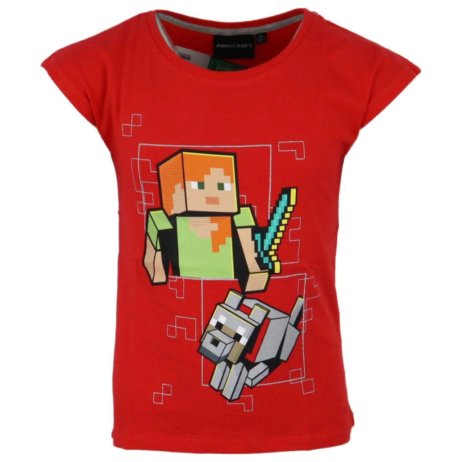Minecraft Rot Kinder Kurzarm T-Shirt Oberteil Produktfoto