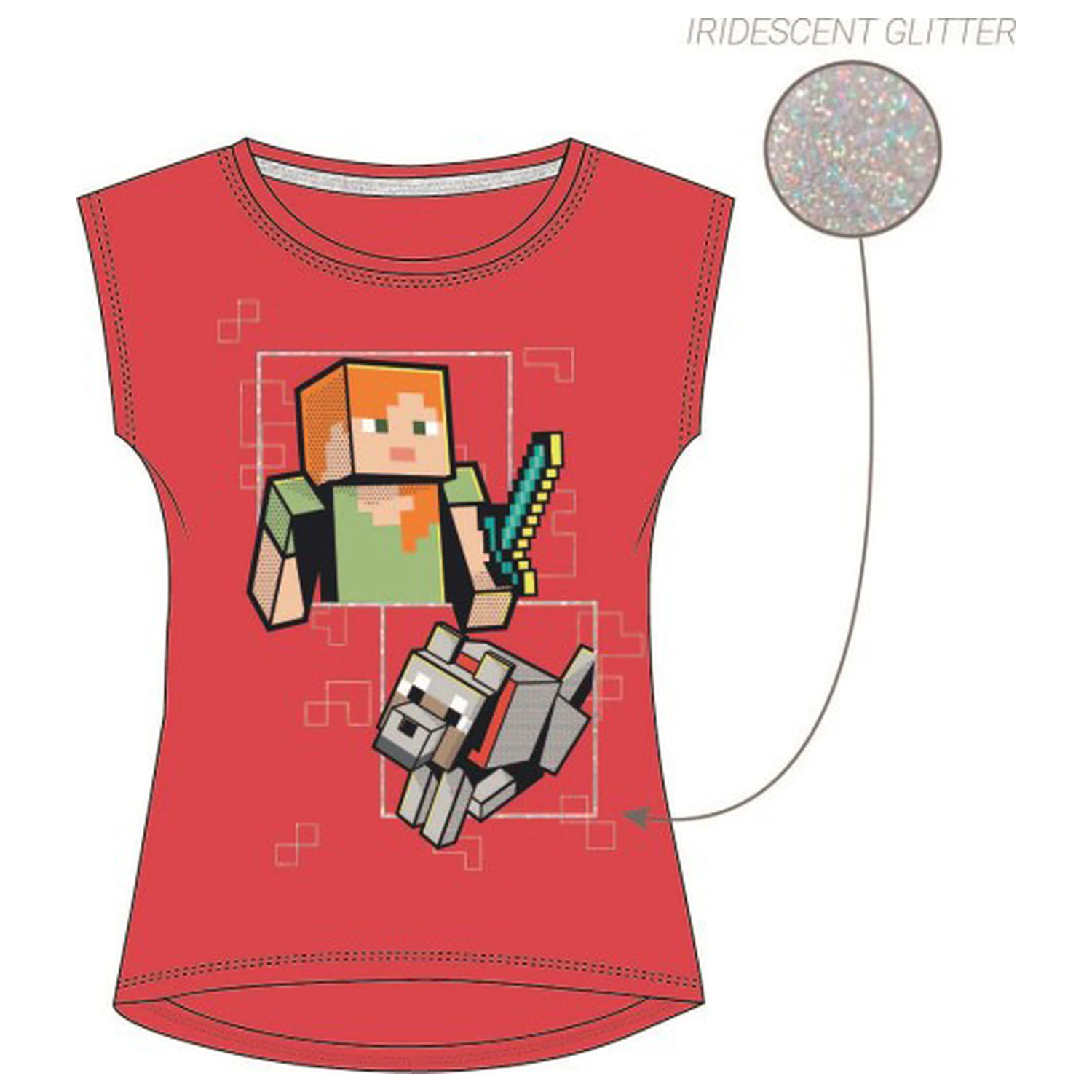 Minecraft Rot Kinder Kurzarm T-Shirt Oberteil Produktfoto