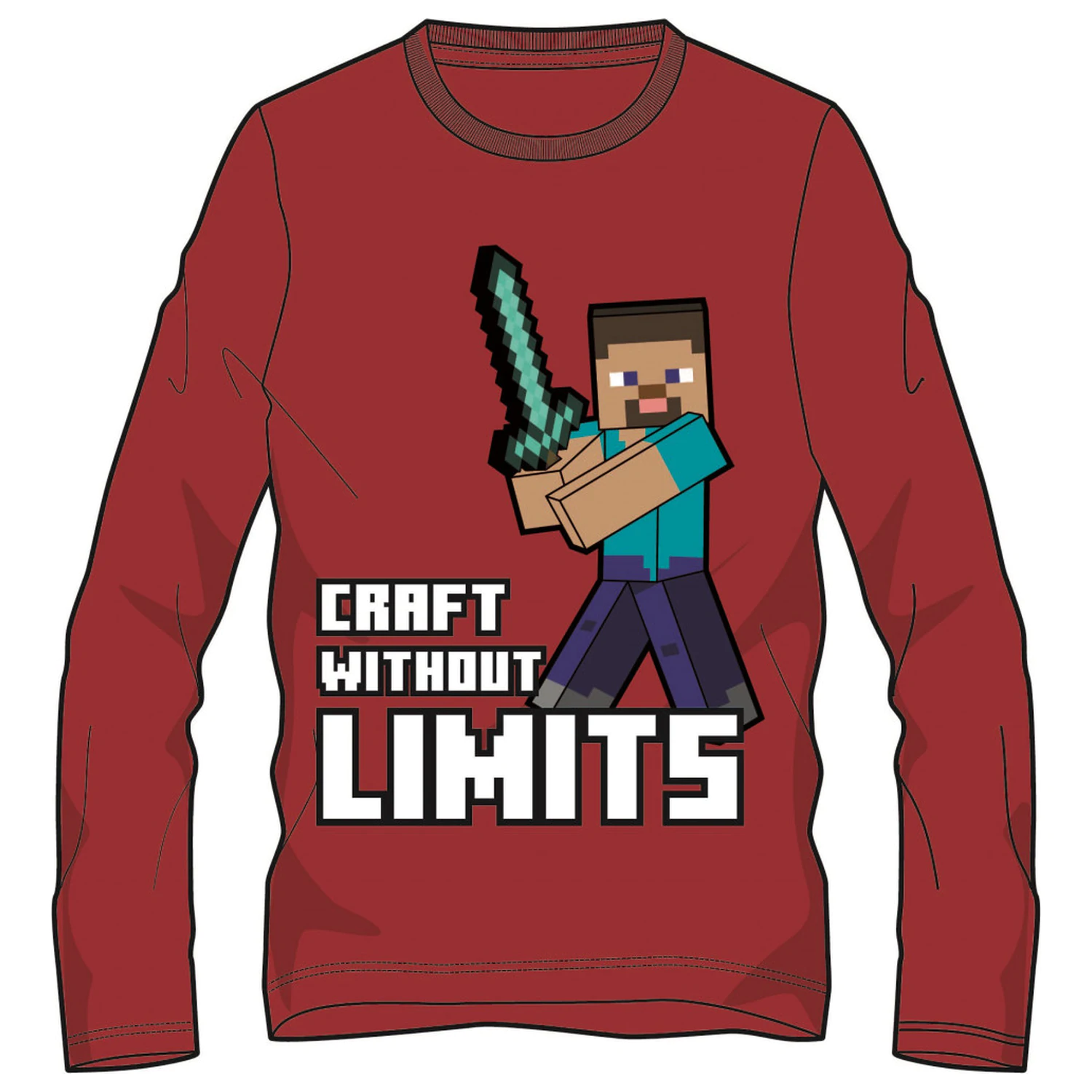 Minecraft Without Limits Kinder Langärmeliges T-Shirt, Oberteil Produktfoto