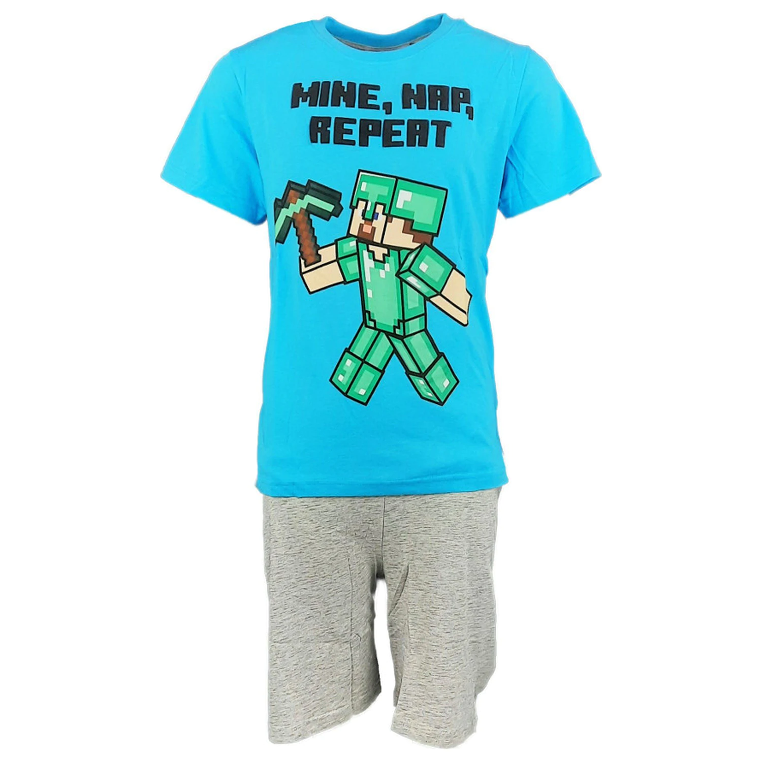 Minecraft Mine Day Repeat Kinder Kurzer Schlafanzug Produktfoto