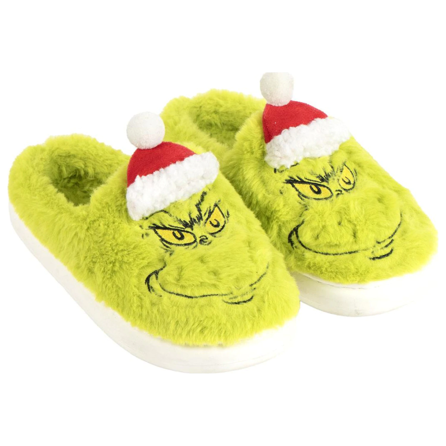 The Grinch Santa Hat Erwachsenen Winterhausschuhe Produktfoto