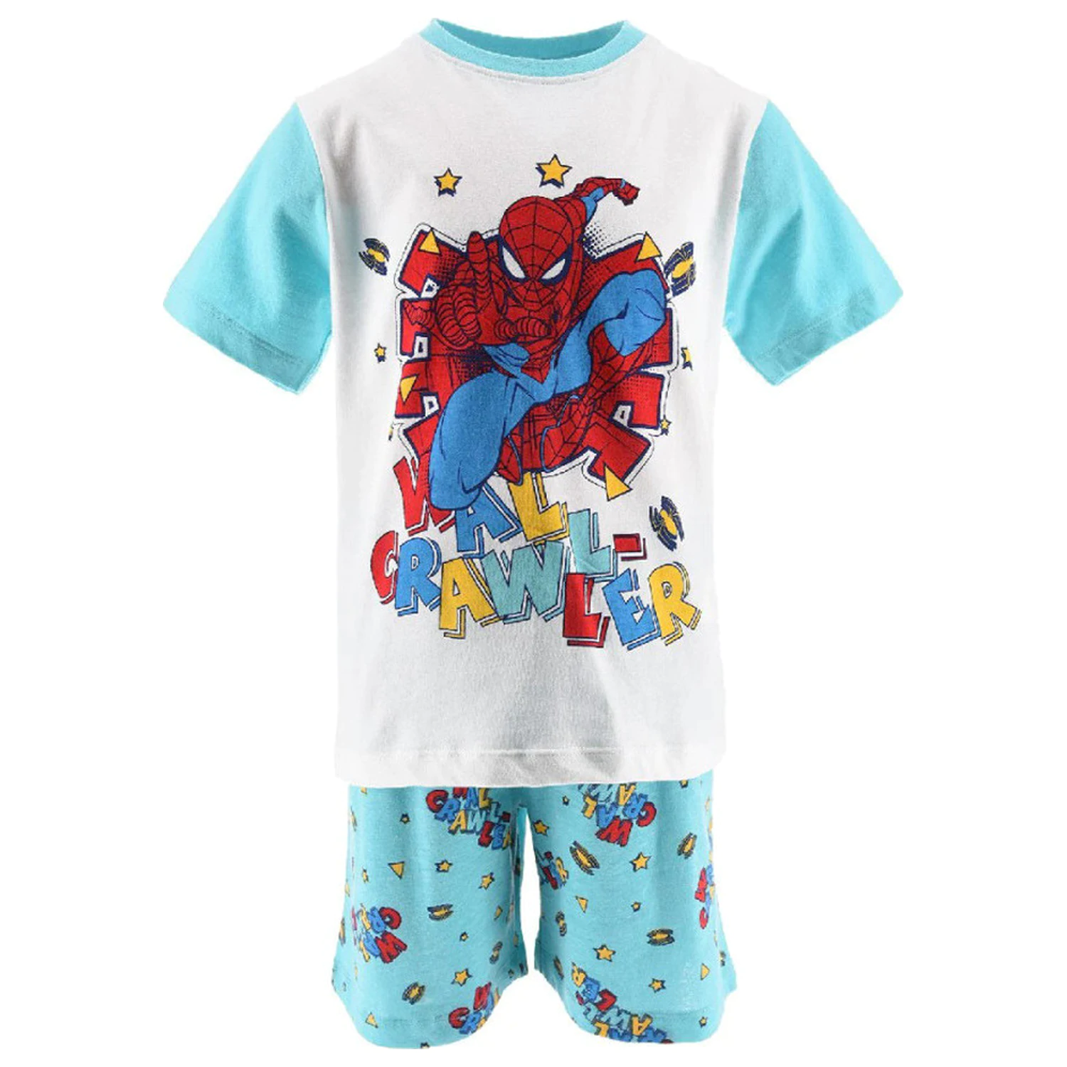 Spider-Man Wall Crawler Blue Kinder Kurze Pyjamas Produktfoto