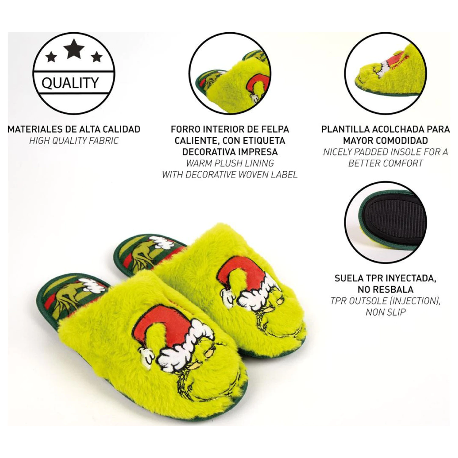 The Grinch Green Erwachsene Winter Hausschuhe Produktfoto