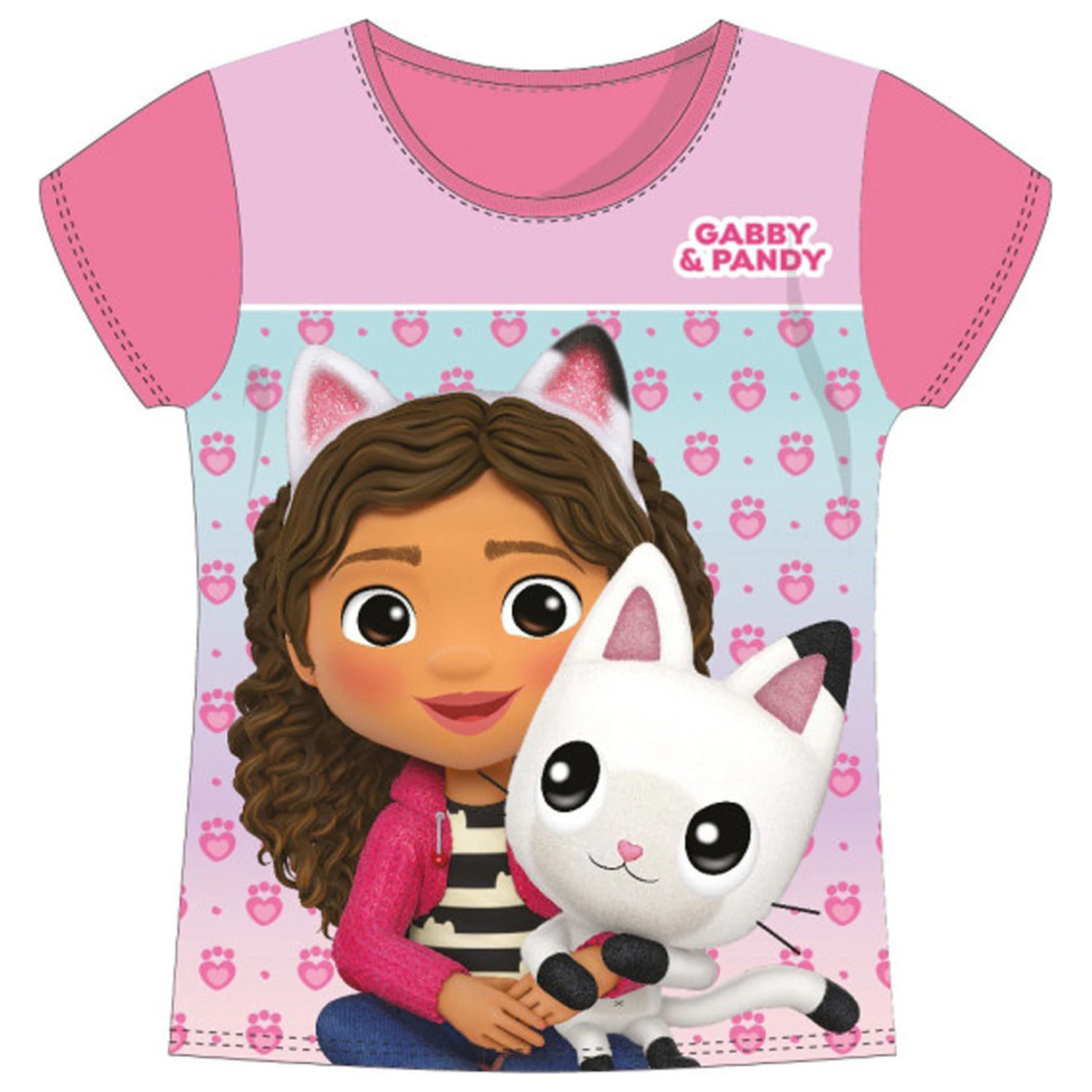 Gabby's Dollhouse Pandy Pink Kinder Kurzarm T-Shirt Oberteil Produktfoto