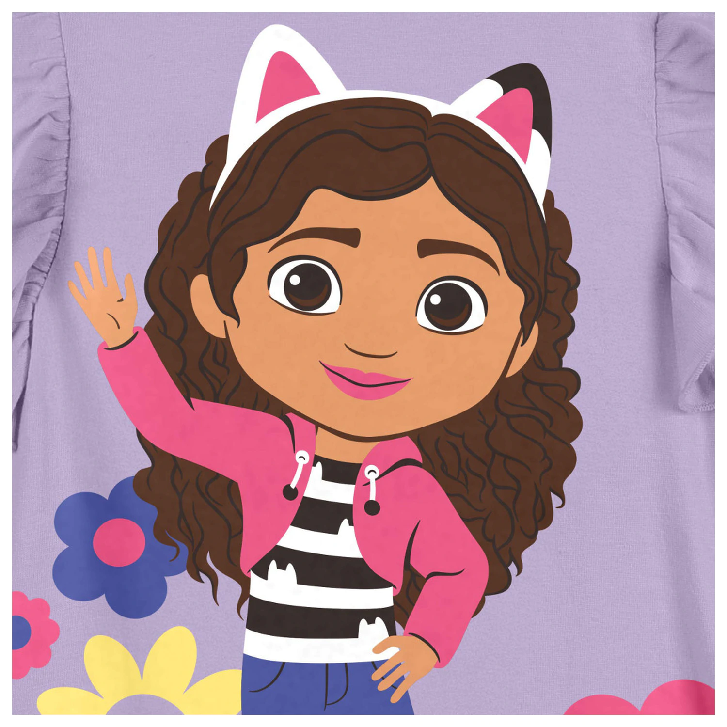 Gabi's Dollhouse Flowers Lila Kinder Kurzarm-T-Shirt, Oberteil Produktfoto