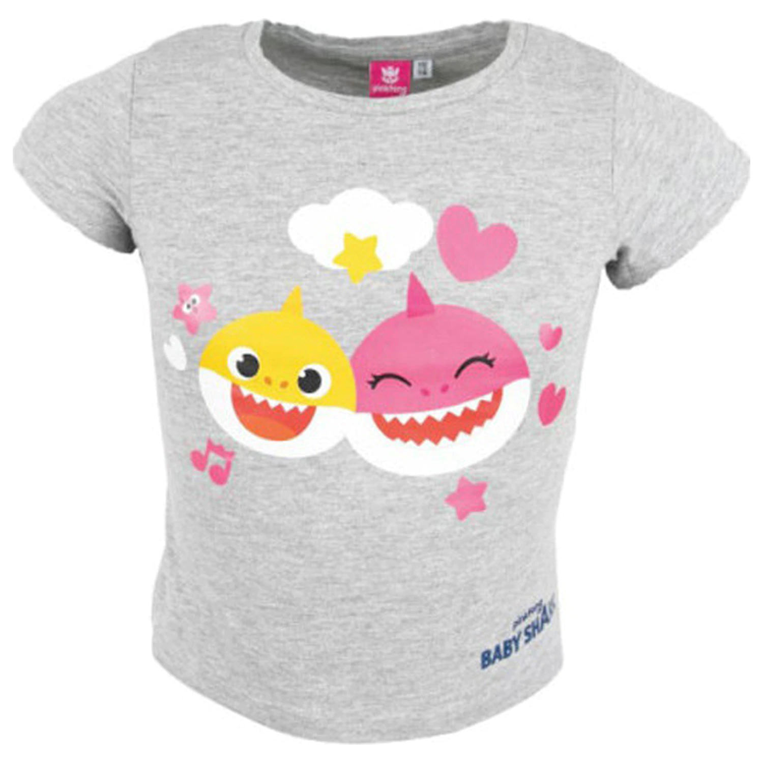 Baby Shark Fun Grau Kinder Kurzarm T-Shirt, Top Produktfoto