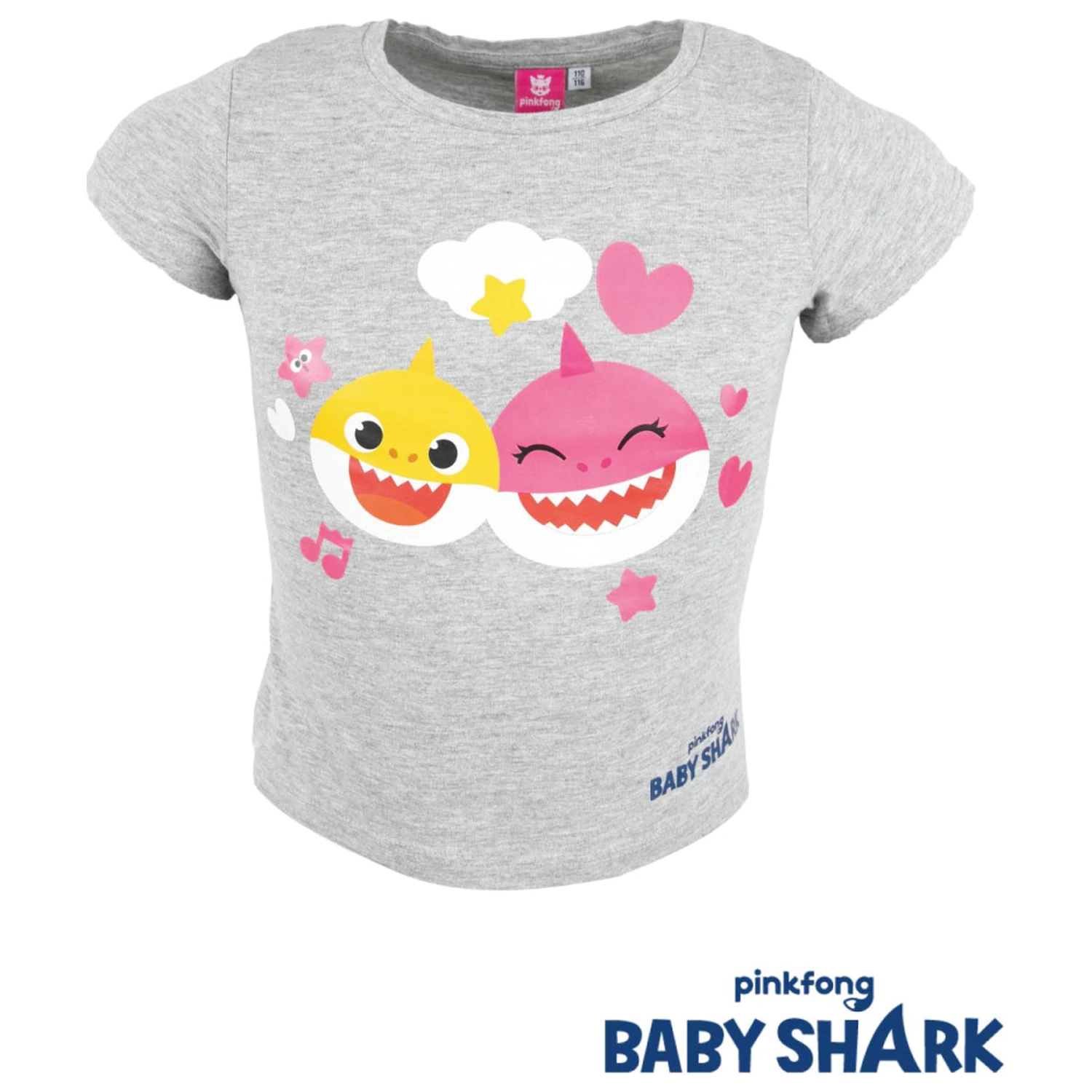 Baby Shark Fun Grau Kinder Kurzarm T-Shirt, Top Produktfoto