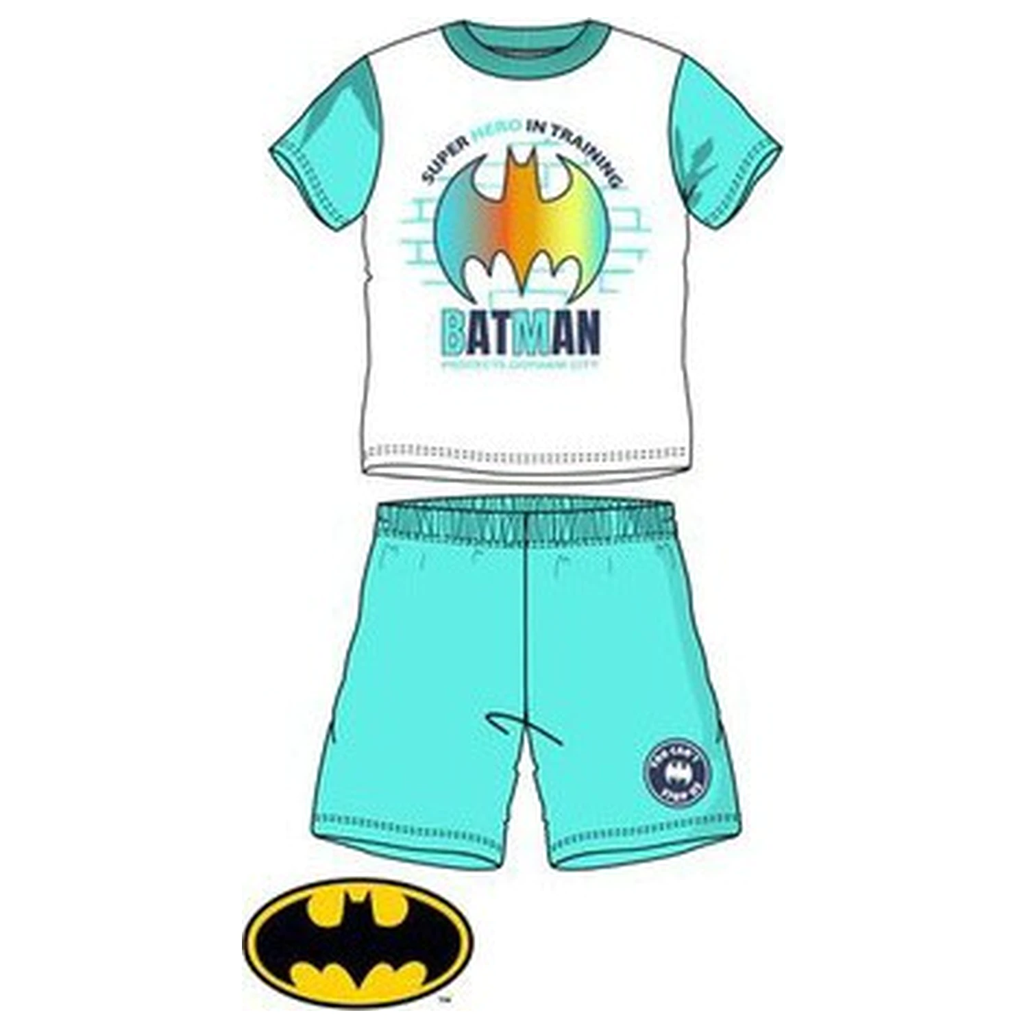 Batman Protects Blue Kurzer Schlafanzug für Kinder Produktfoto