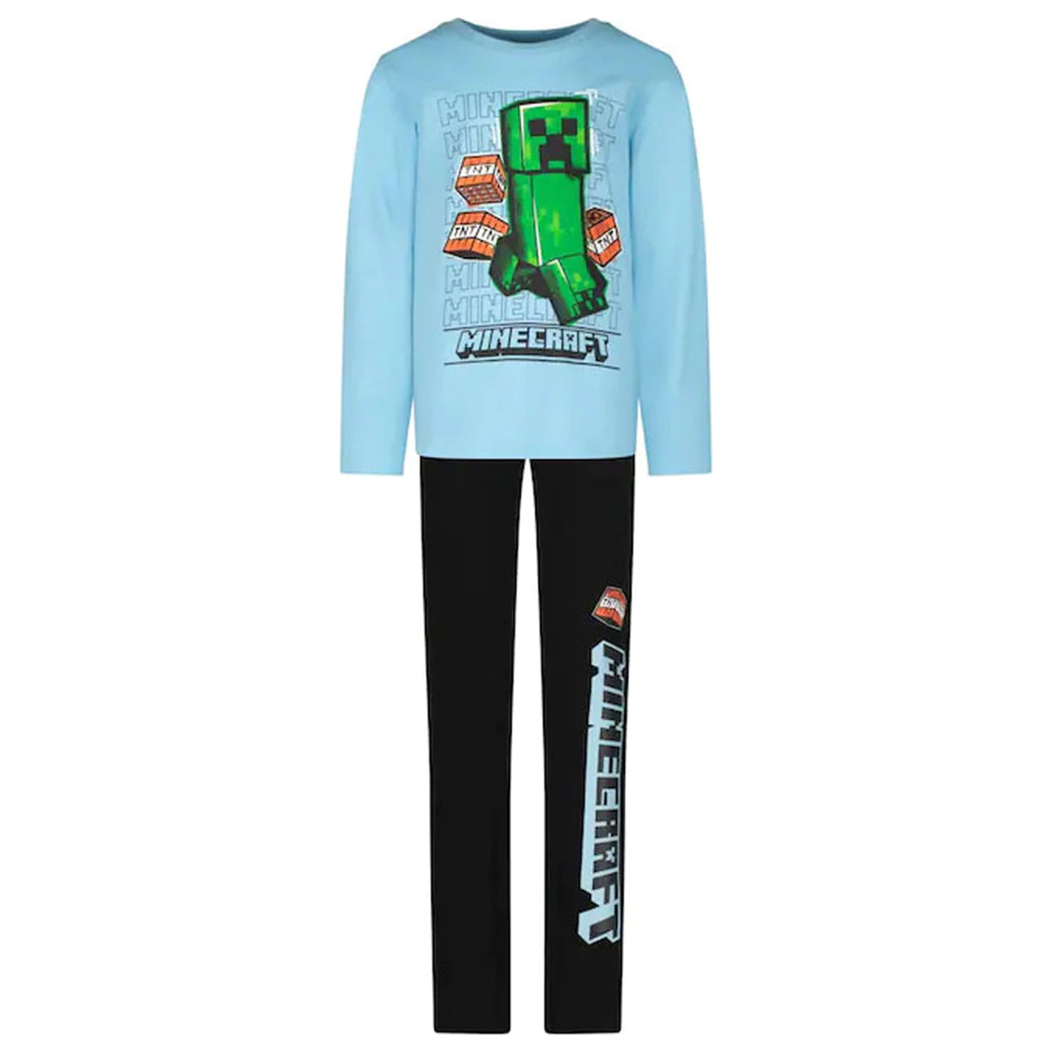 Minecraft TNT Hellblaue Kinder Lange Schlafanzüge Produktfoto