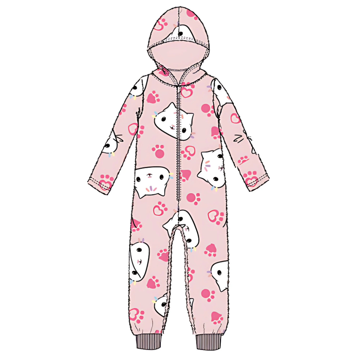 Gabi's Puppenhaus Katze Pink Kinder Langer Schlafanzug, Onesie Produktfoto