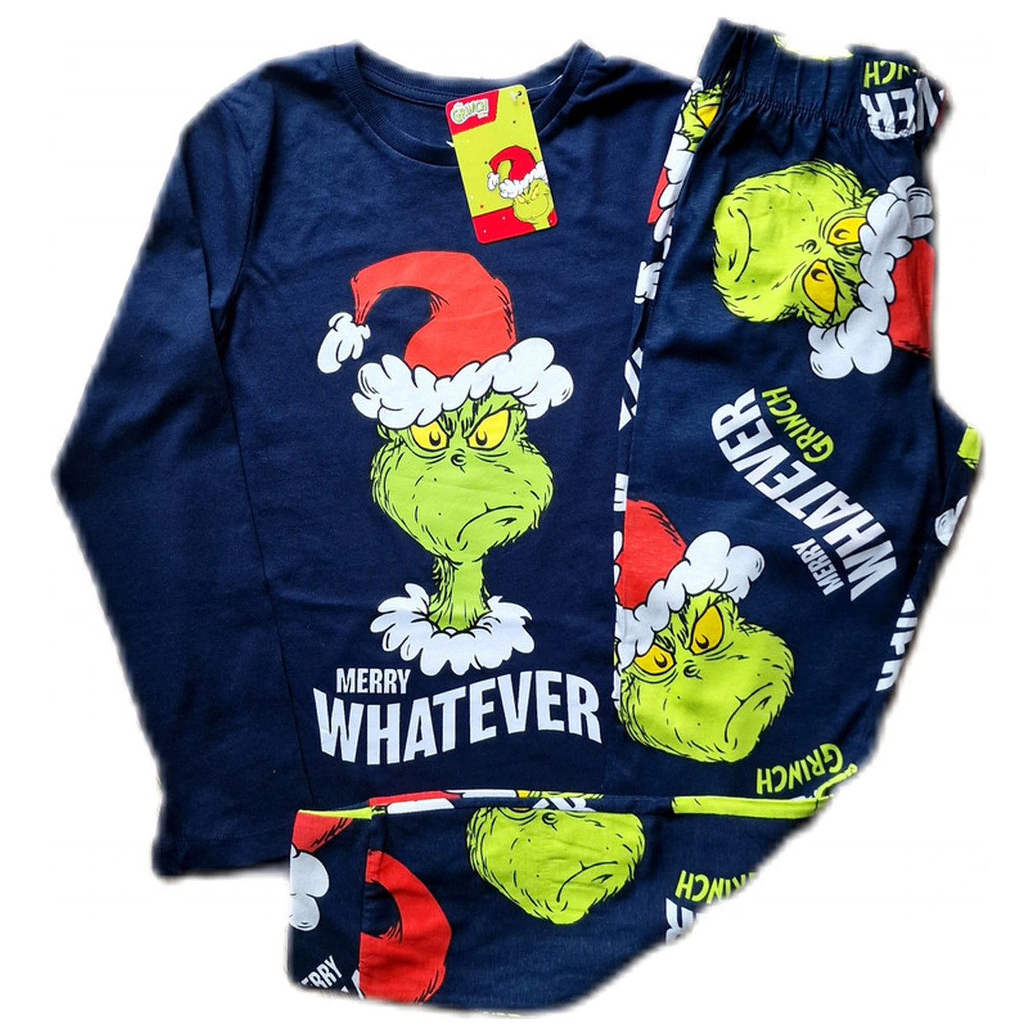The Grinch Merry Whatever Blau Kinder Lange Pyjamas Produktfoto