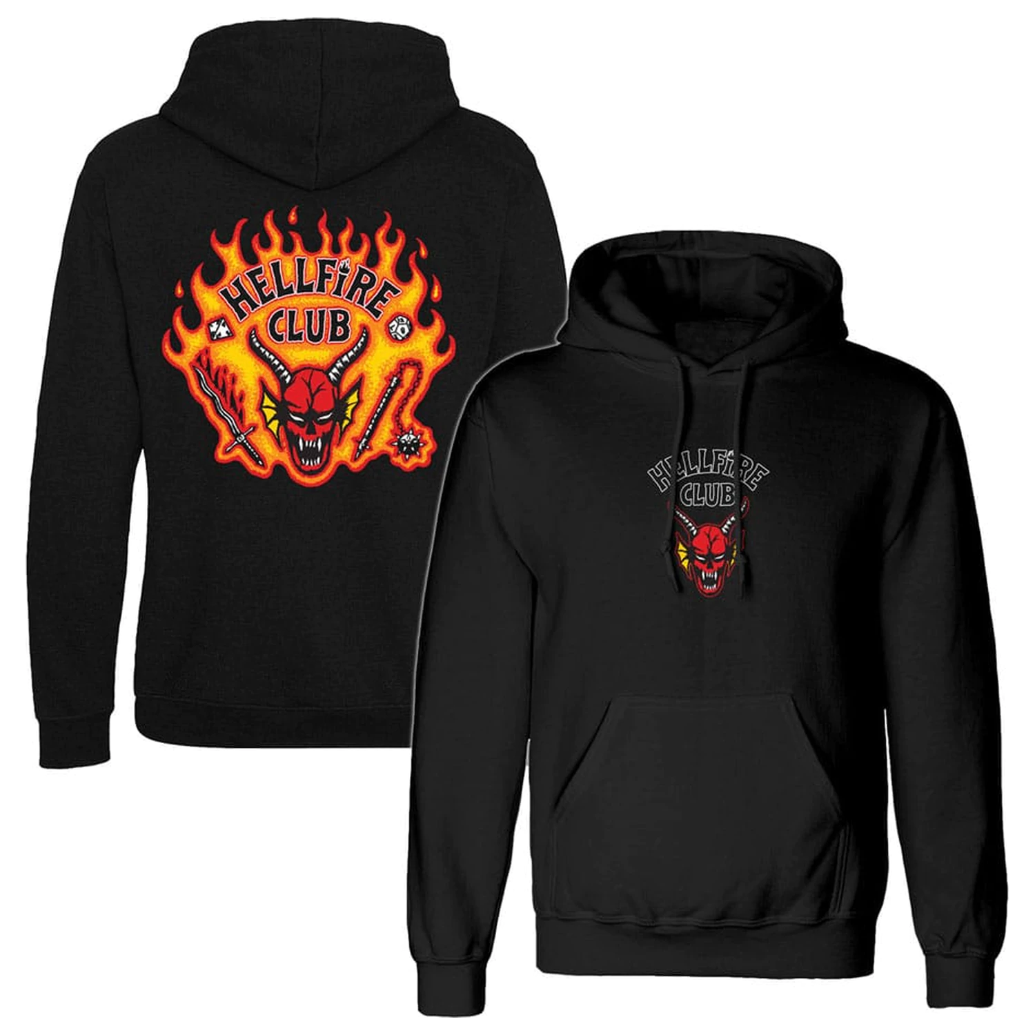 Stranger Things Kapuzenpullover Hellfire Club Flames Produktfoto