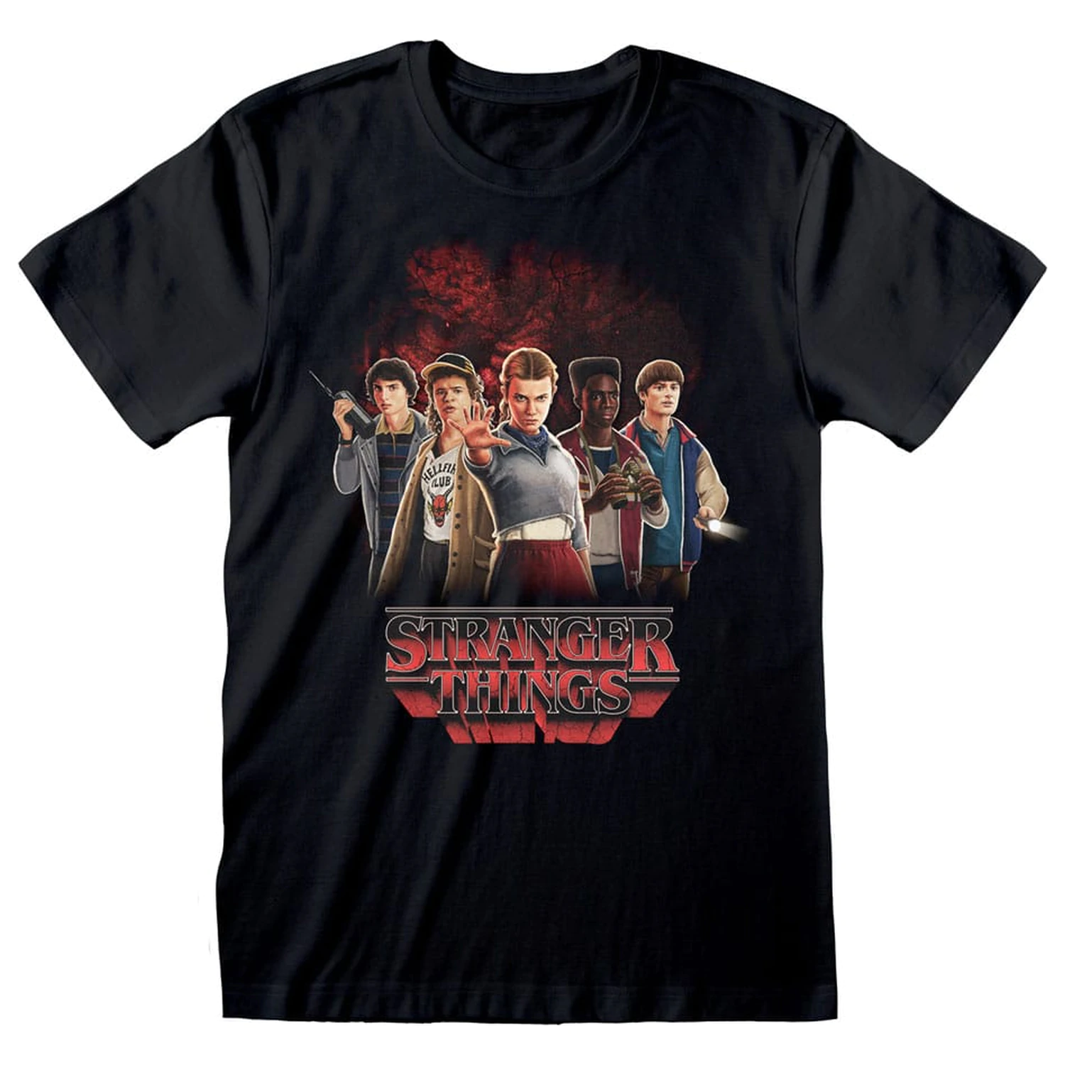 Stranger Things T-Shirt Group mit Vecna dahinter Produktfoto