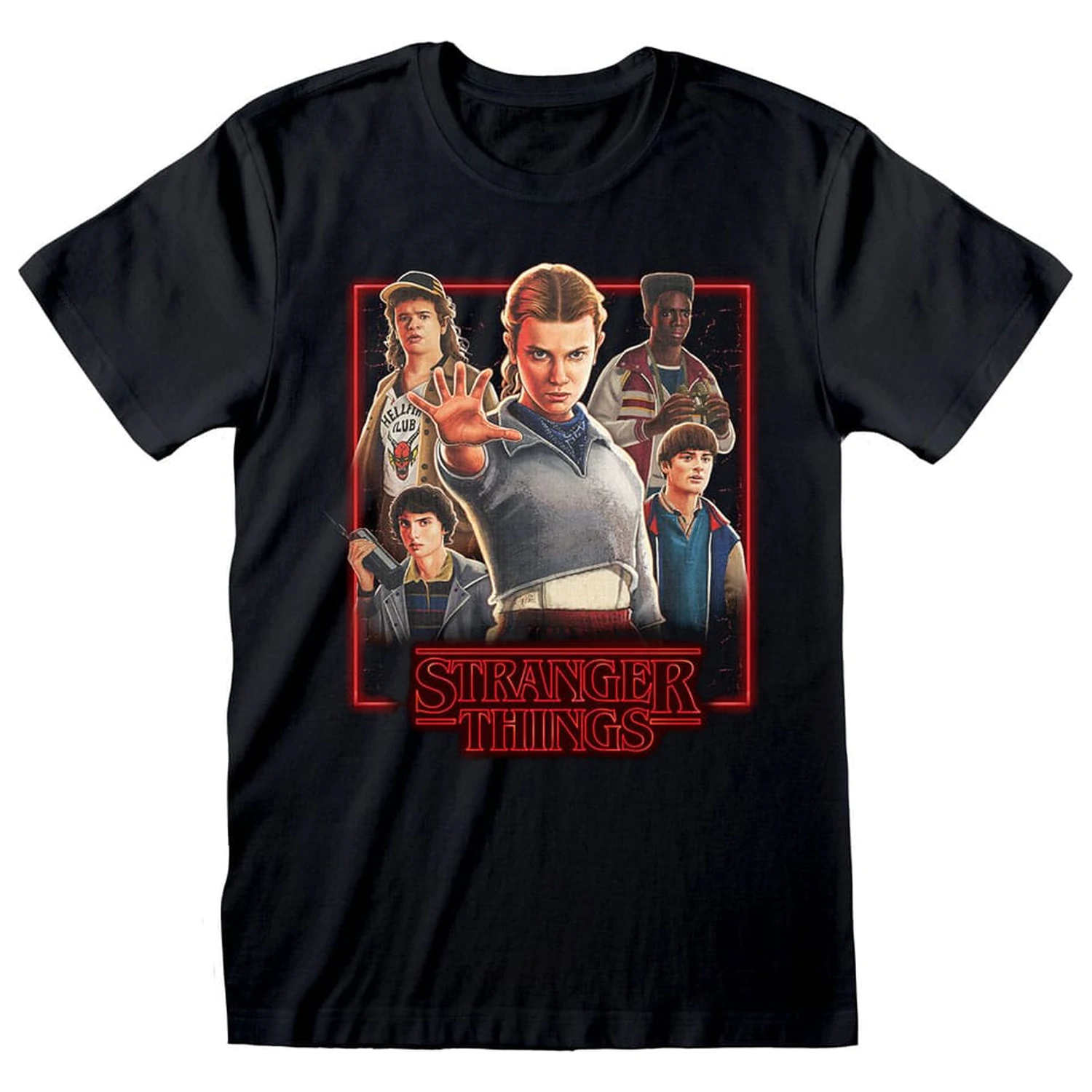 Stranger Things T-Shirt Characters in leuchtender Box Produktfoto