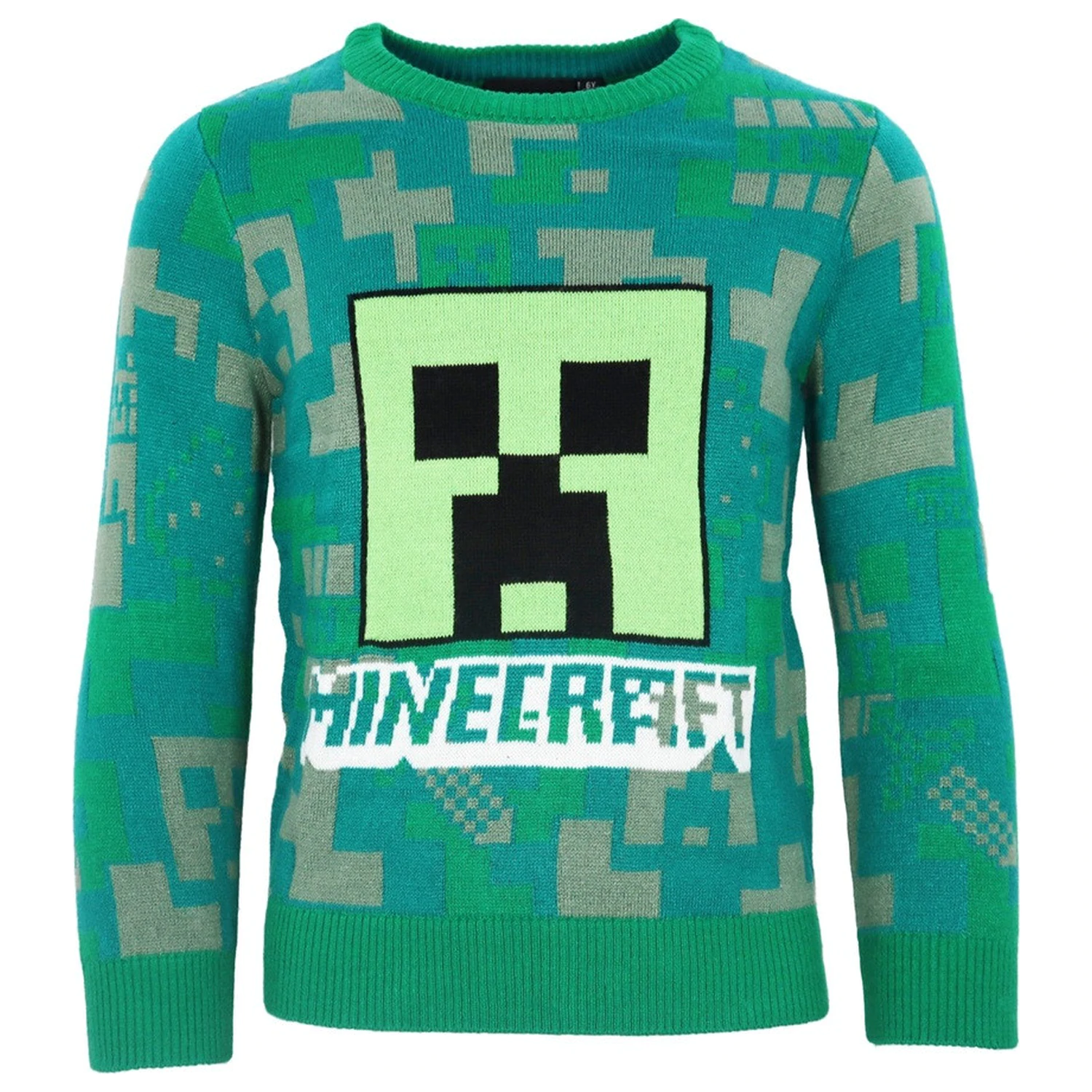 Minecraft grüner gestrickter Pullover für Kinder Produktfoto