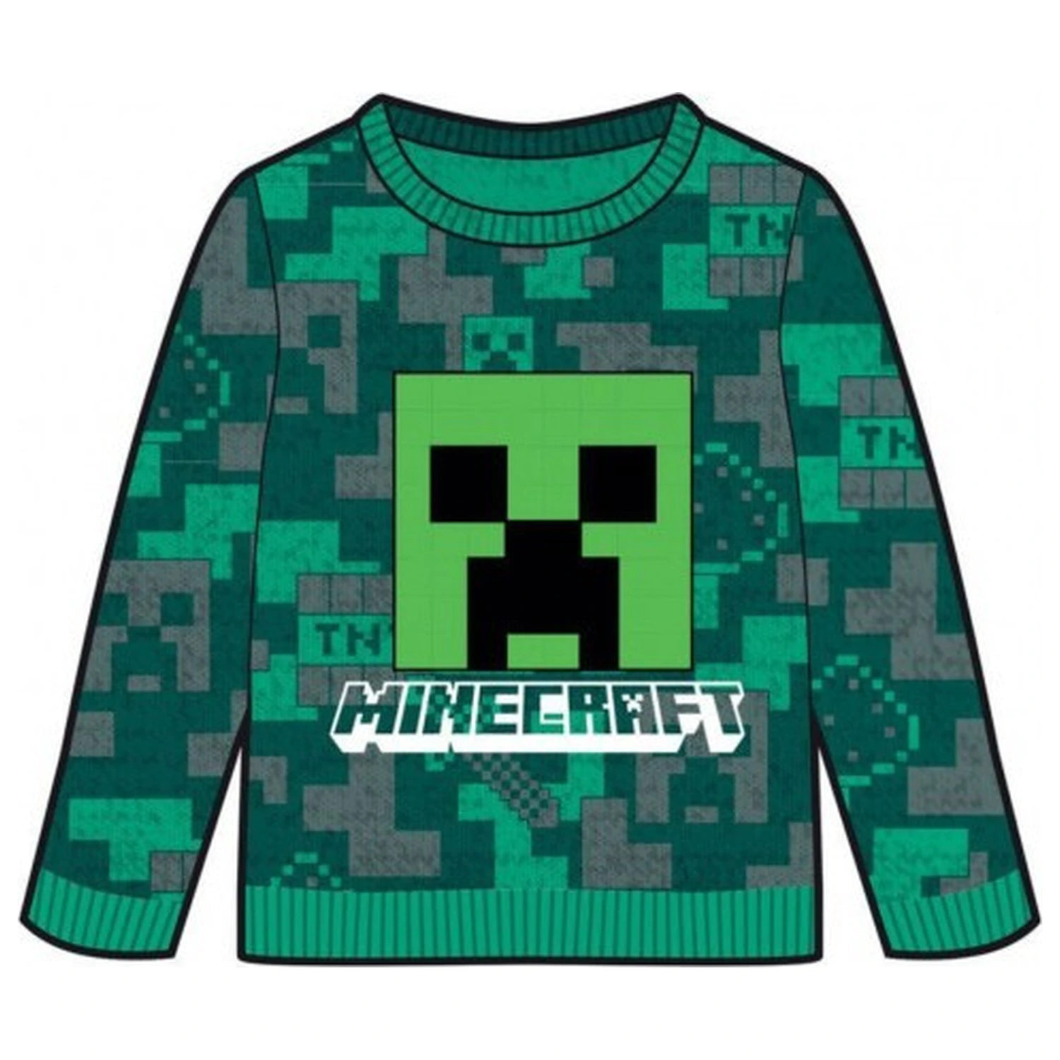 Minecraft grüner gestrickter Pullover für Kinder Produktfoto
