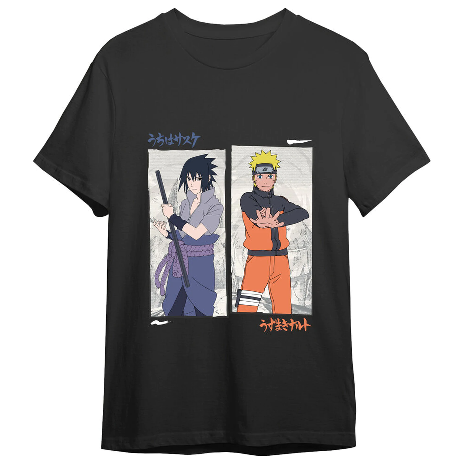 Naruto Shippuden Naruto vs Sasuke Erwachsenen-T-Shirt Produktfoto