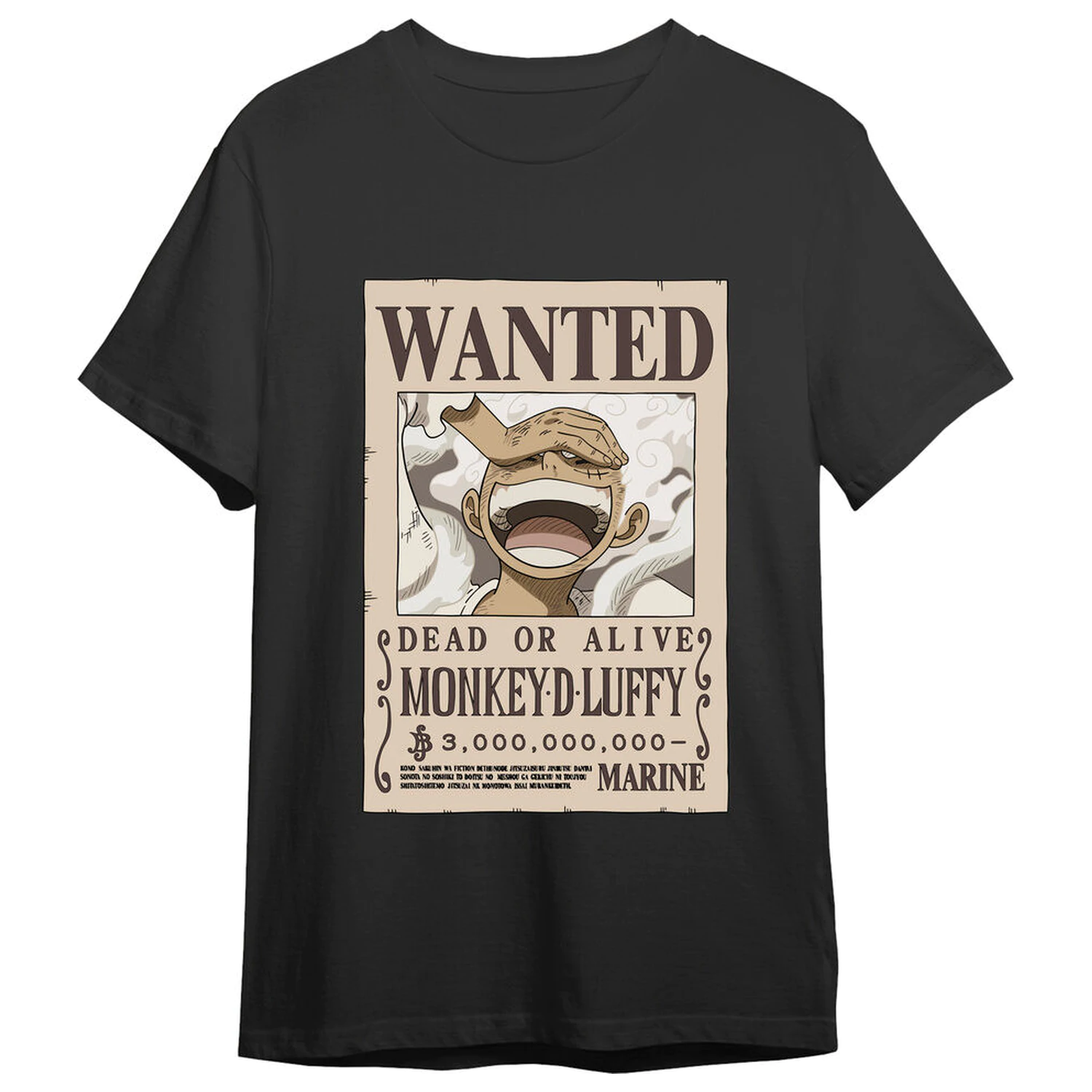 One Piece Monkey D. Luffy Wanted Erwachsenen T-Shirt Produktfoto