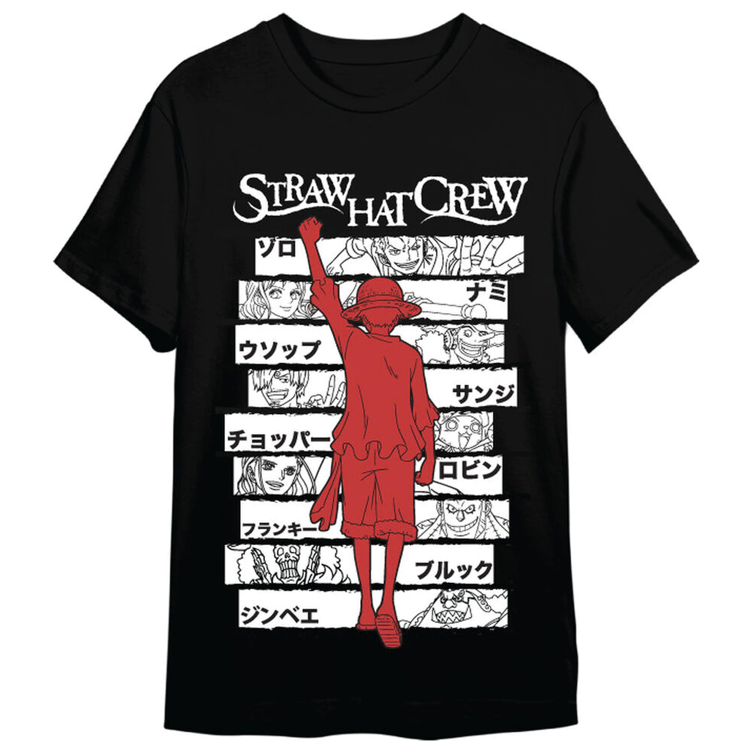 One Piece Monkey D. Luffy Straw Hat Crew Erwachsenen T-Shirt Produktfoto