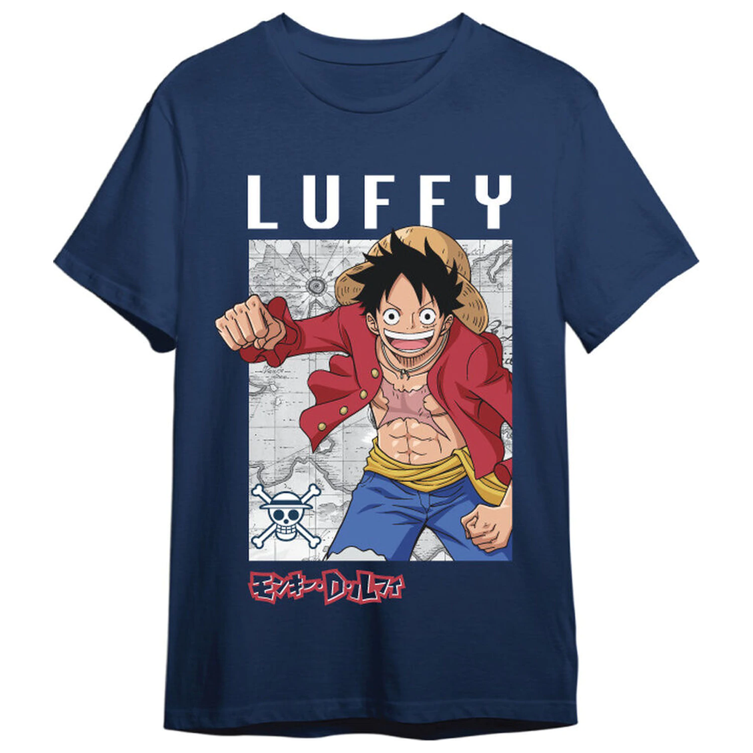 One Piece Monkey D. Luffy Karte erwachsenes T-Shirt Produktfoto