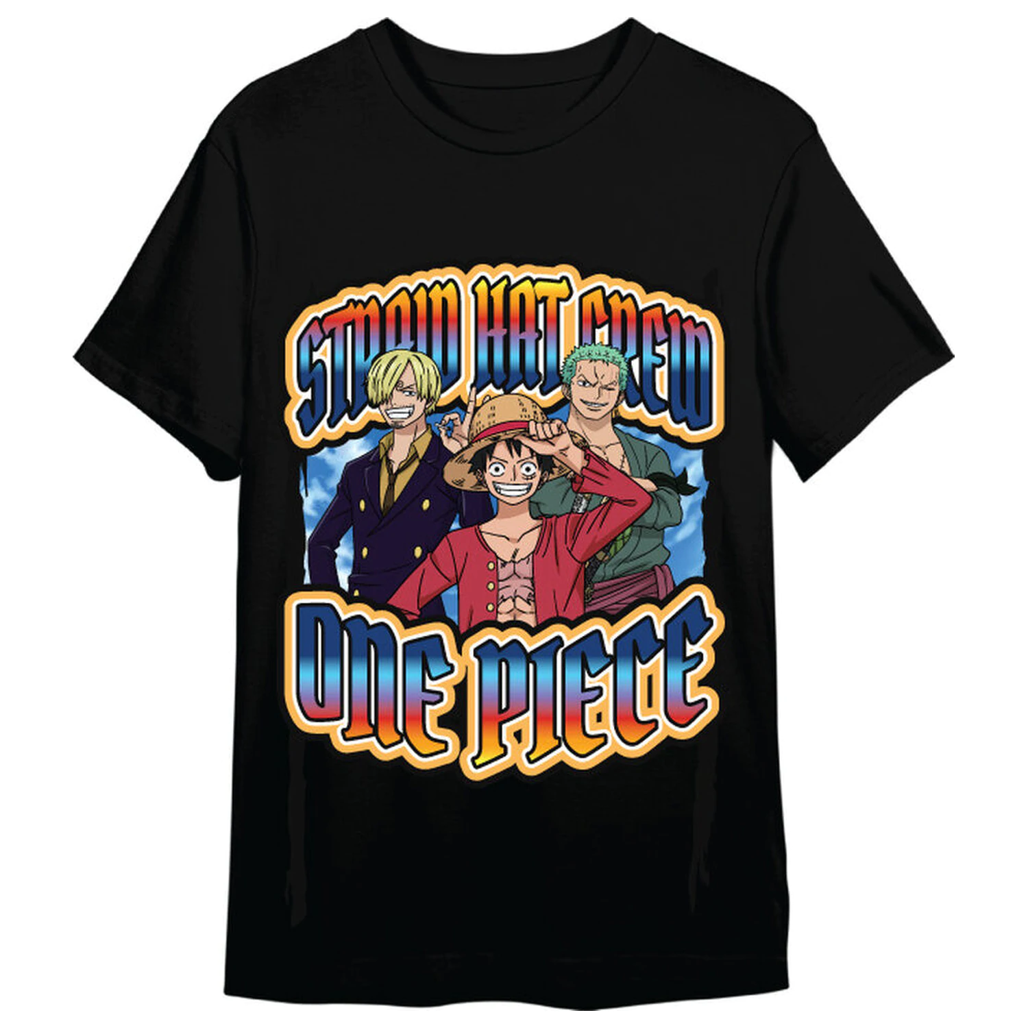 One Piece Monkey D. Luffy, Roronoa Zoro & Sanji Erwachsenen-T-Shirt Produktfoto
