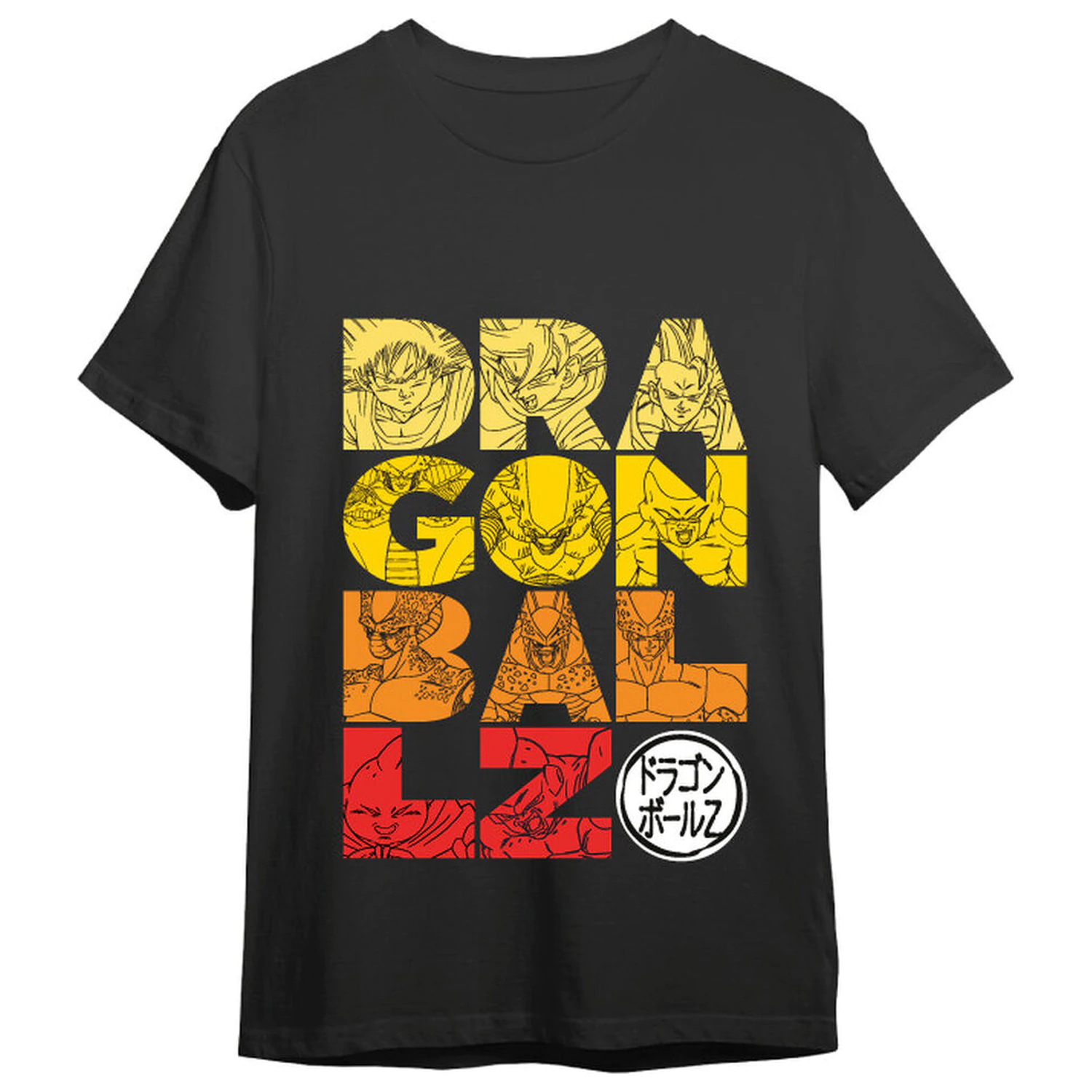 Dragon Ball Z Letters Erwachsenen T-Shirt Produktfoto