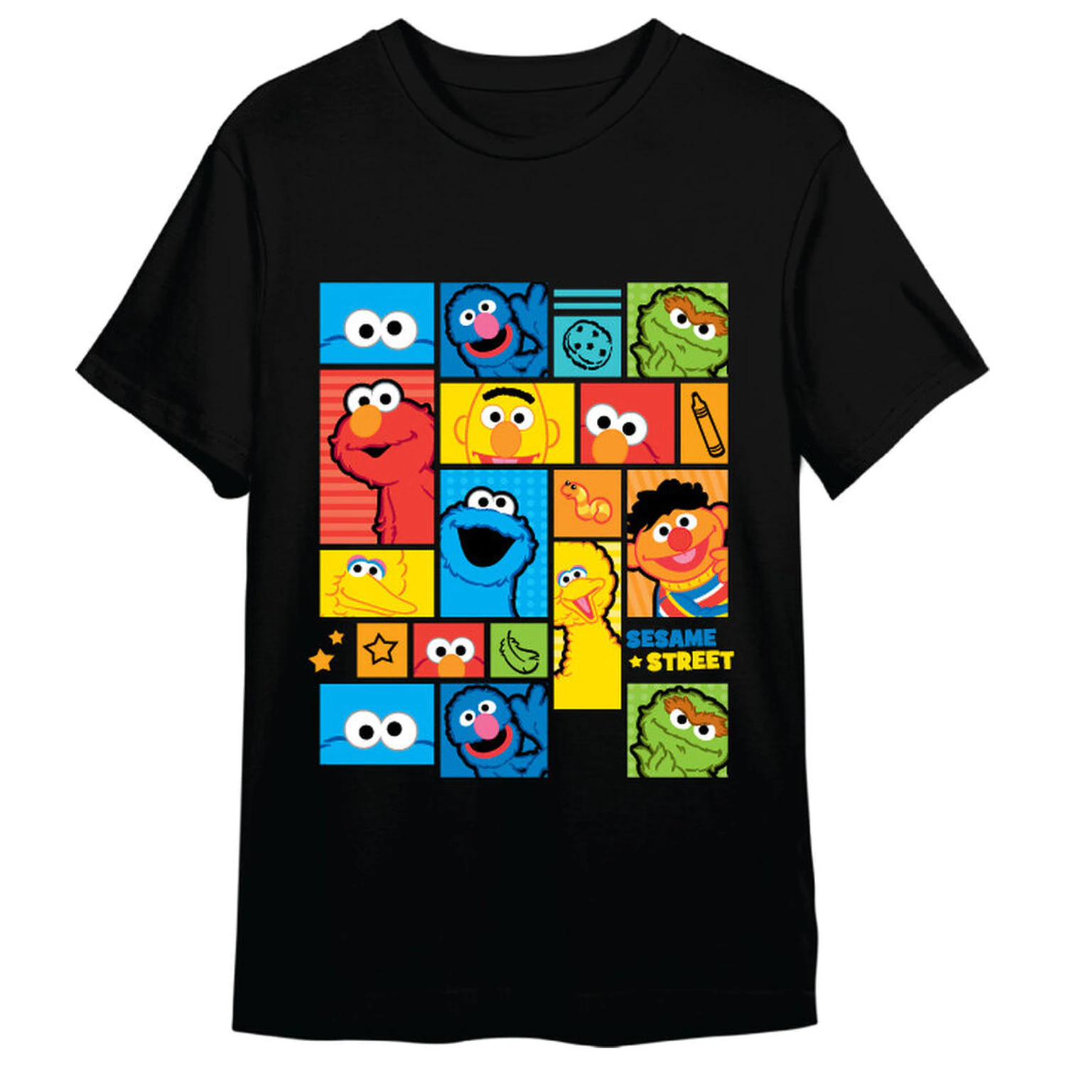 Sesame Street Characters Erwachsenen T-Shirt Produktfoto