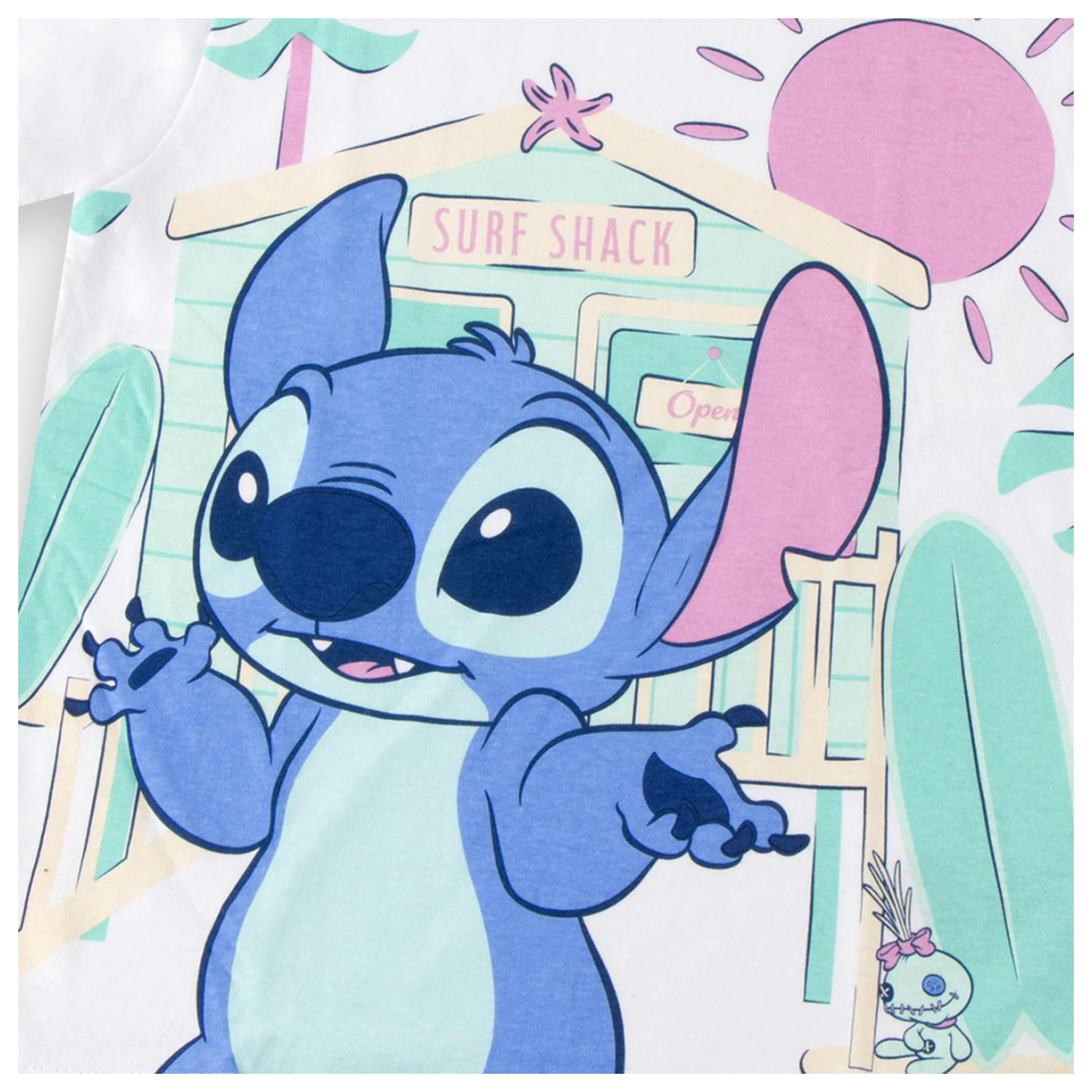 Stitch's Surf Shack Kinder Kurzarm T-Shirt, Oberteil Produktfoto