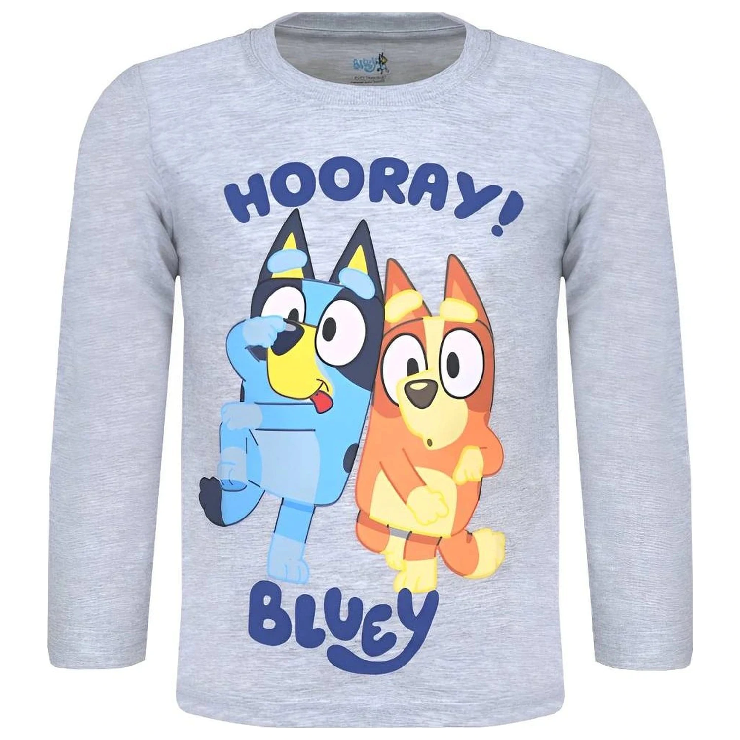 Bluey Hooray! Graues Langarm-T-Shirt / Top Produktfoto