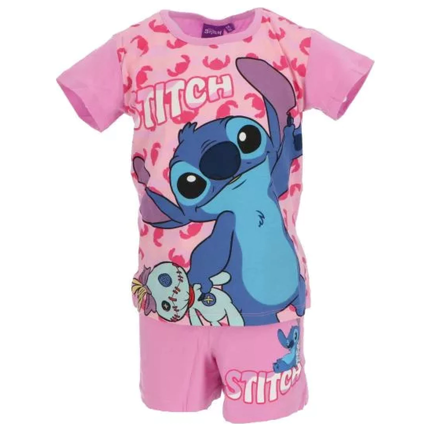 Stitch Scrump Pink Kinder Kurzer Schlafanzug Produktfoto