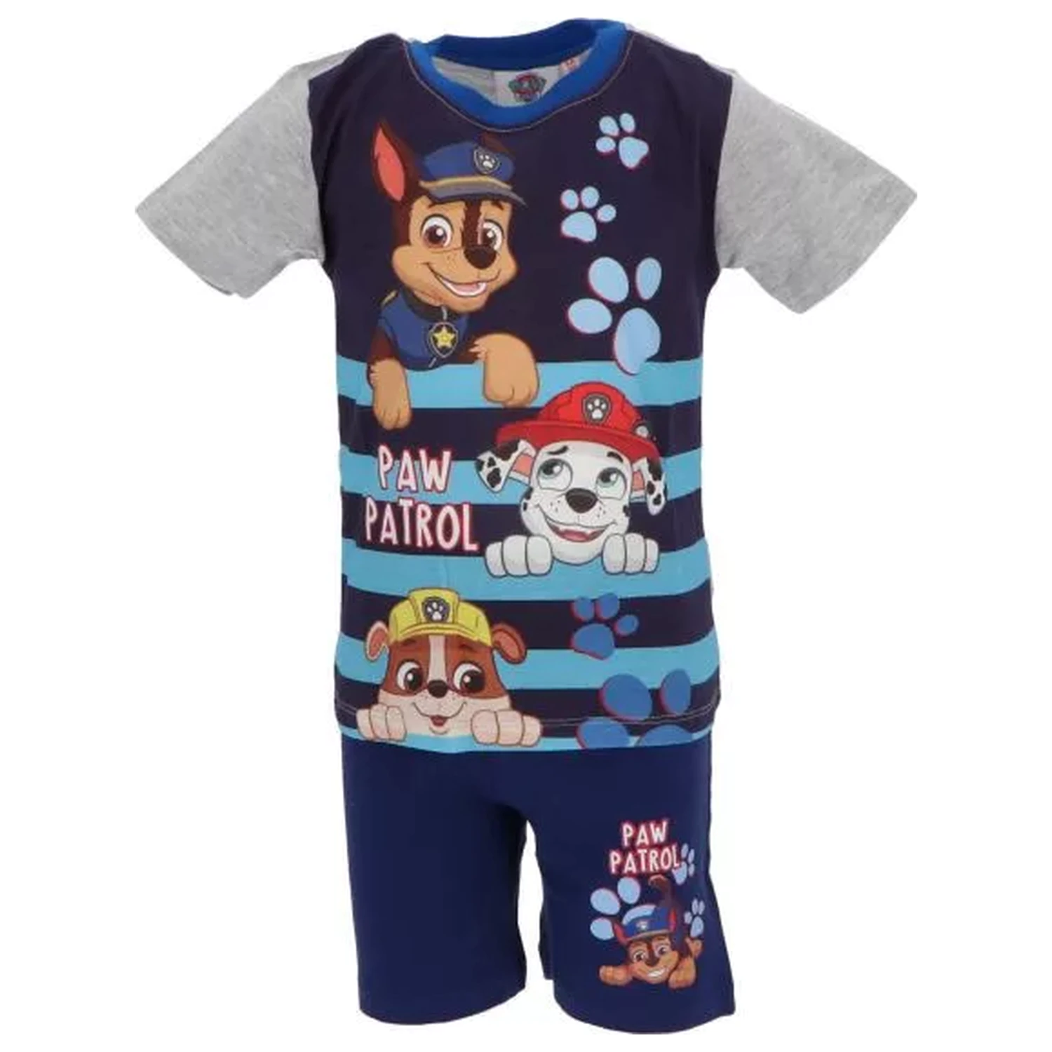 Paw Patrol Happy Stripes Grey kurze Kinder Pyjamas Produktfoto