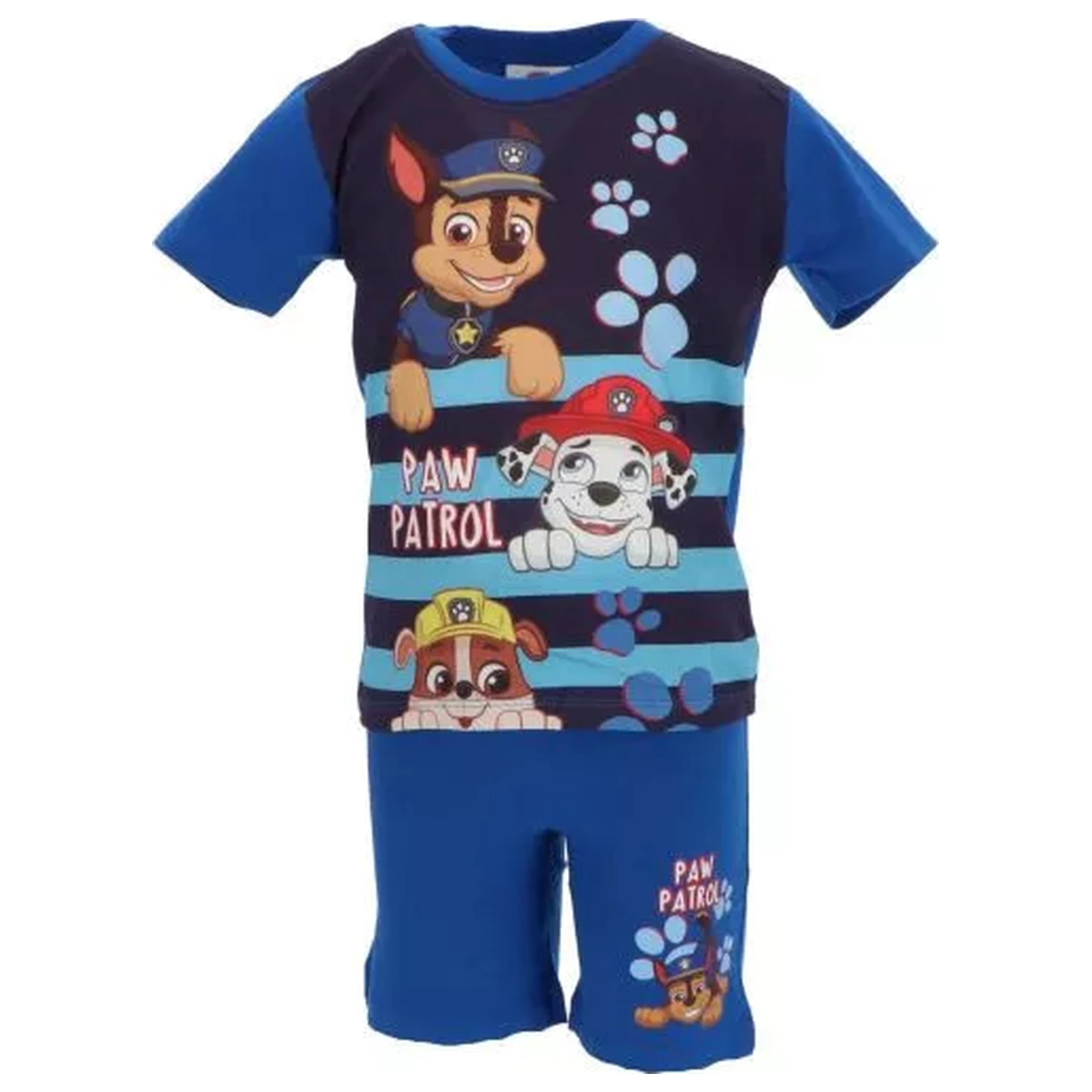 Paw Patrol Happy Stripes Blue Kinder Kurzer Pyjama Produktfoto