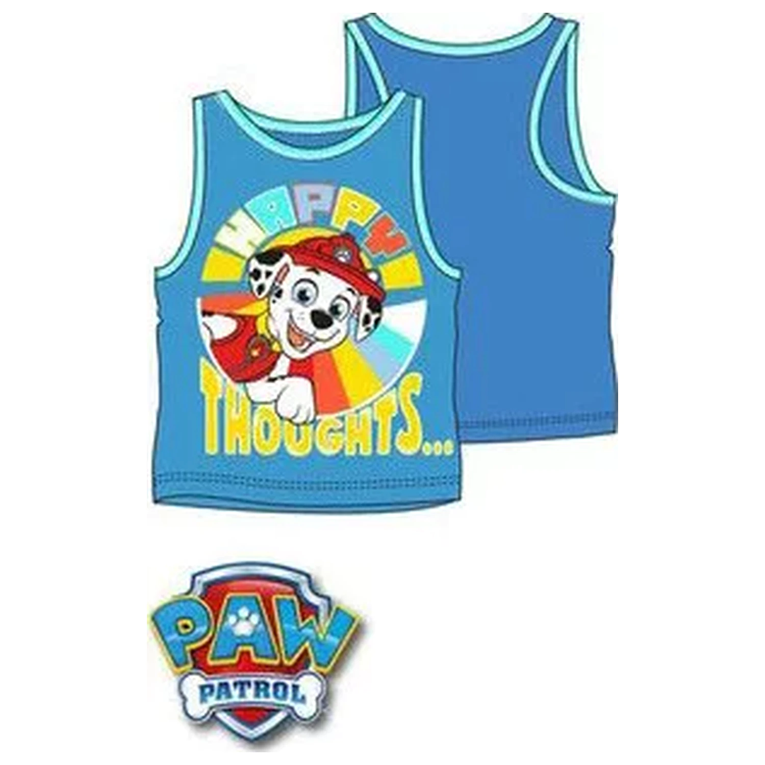 Paw Patrol Happy Thoughts Blau Kinder Kurzarm T-Shirt, Top Produktfoto