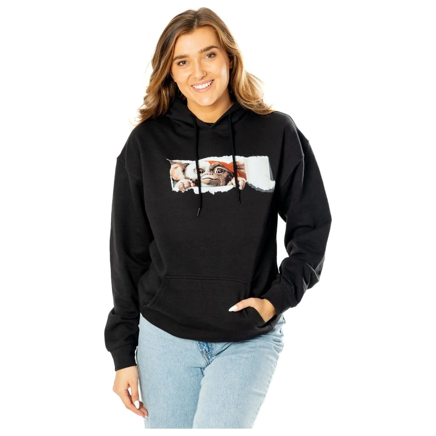 Gremlins Kapuzenpullover vorne-hinten mit Abreißetikett Produktfoto