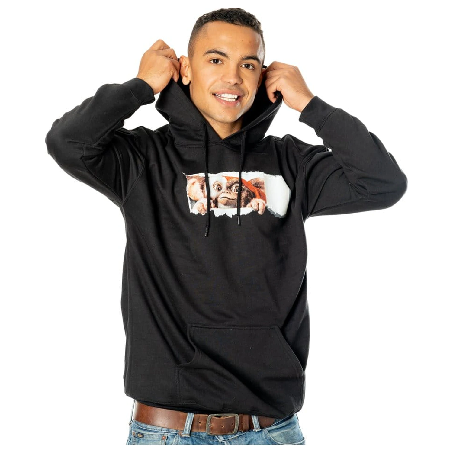 Gremlins Kapuzenpullover vorne-hinten mit Abreißetikett Produktfoto