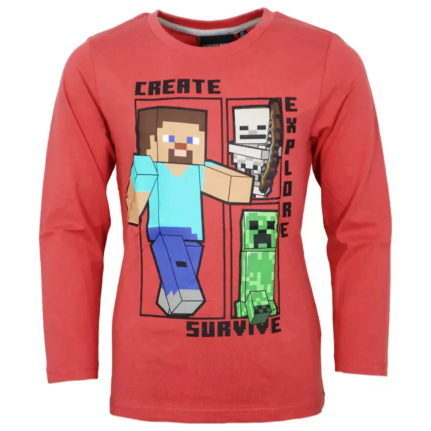 Minecraft Create Rot Langarm T-Shirt für Kinder Produktfoto