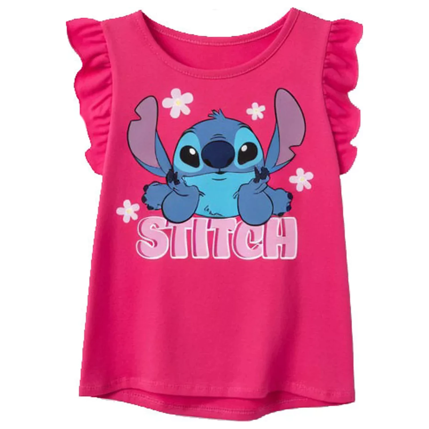 Stitch Tiny Smile Pink Kinder kurz T-Shirt Produktfoto