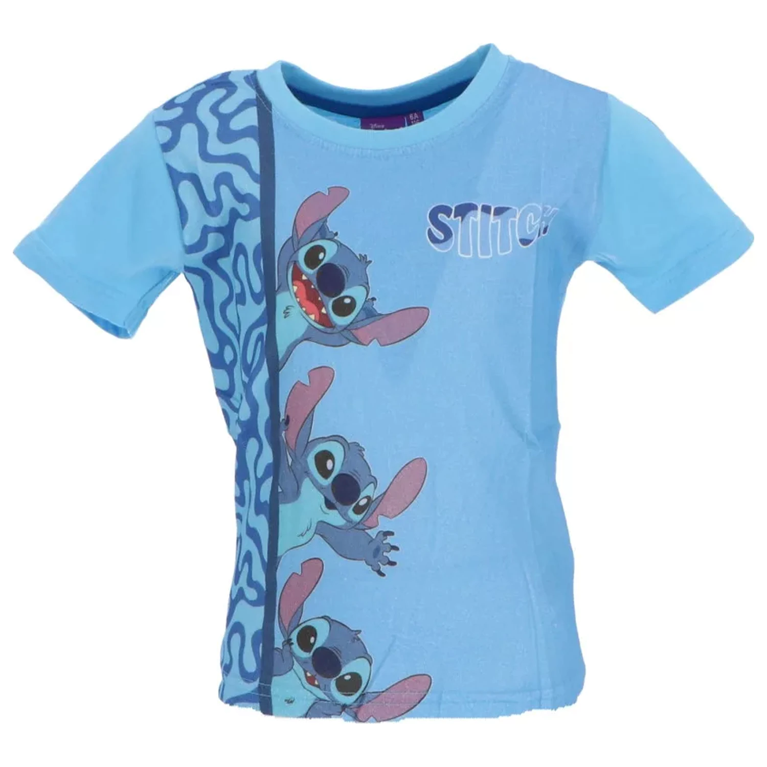 Stitch Loving Look hellblaues Kinder Kurzarm-T-Shirt, Top Produktfoto