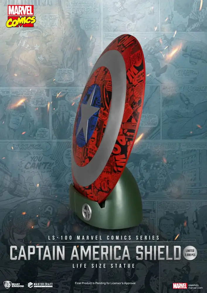 Marvel Comics PVC Captain America Schild Lebensgröße Statue 64 cm Produktfoto