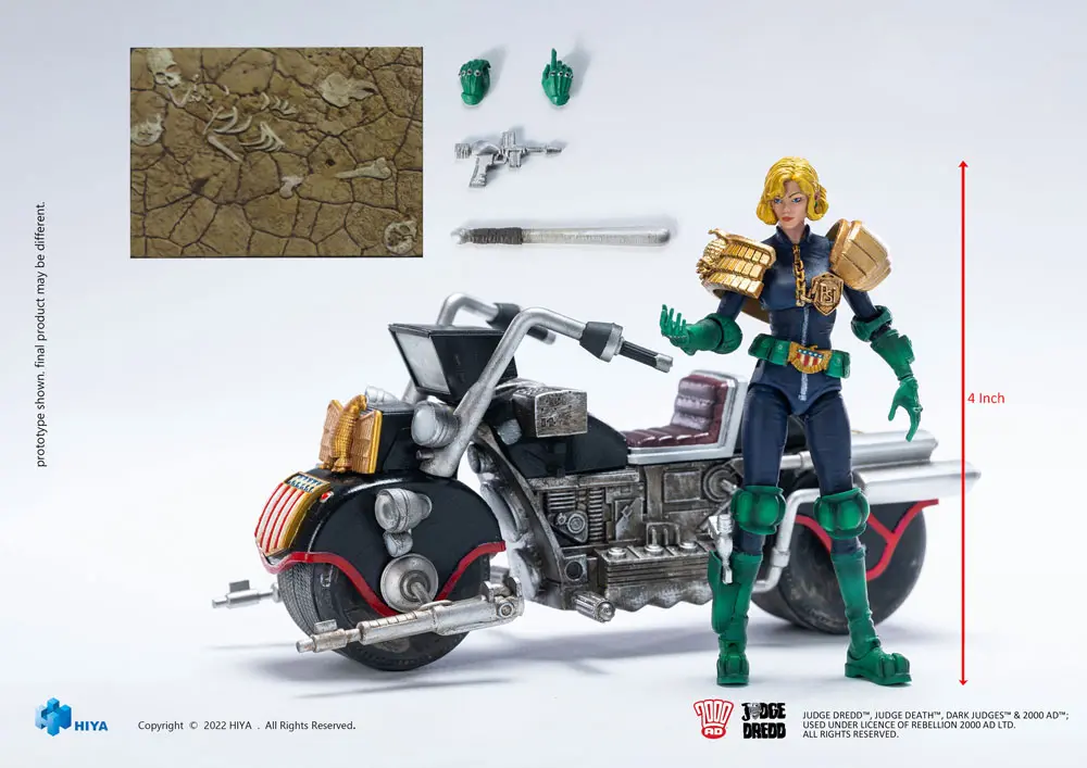 2000 AD Exquisite Mini Actionfigur 1/18 Judge Anderson & Lawmaster MK 2 Set 10 cm Produktfoto