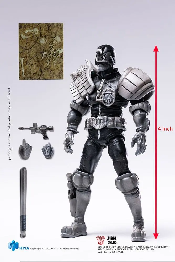 2000 AD Exquisite Mini Actionfigur 1/18 Black and White Judge Dredd 10 cm Produktfoto
