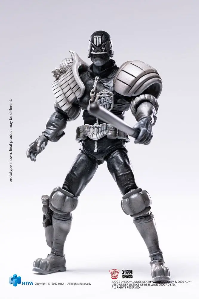 2000 AD Exquisite Mini Actionfigur 1/18 Black and White Judge Dredd 10 cm Produktfoto
