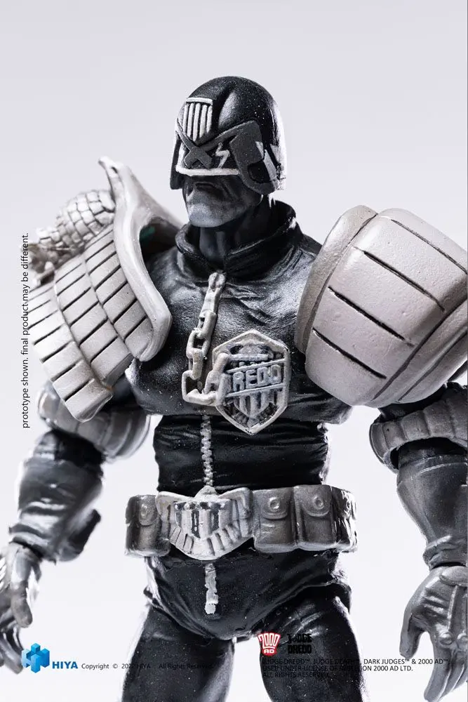 2000 AD Exquisite Mini Actionfigur 1/18 Black and White Judge Dredd 10 cm Produktfoto